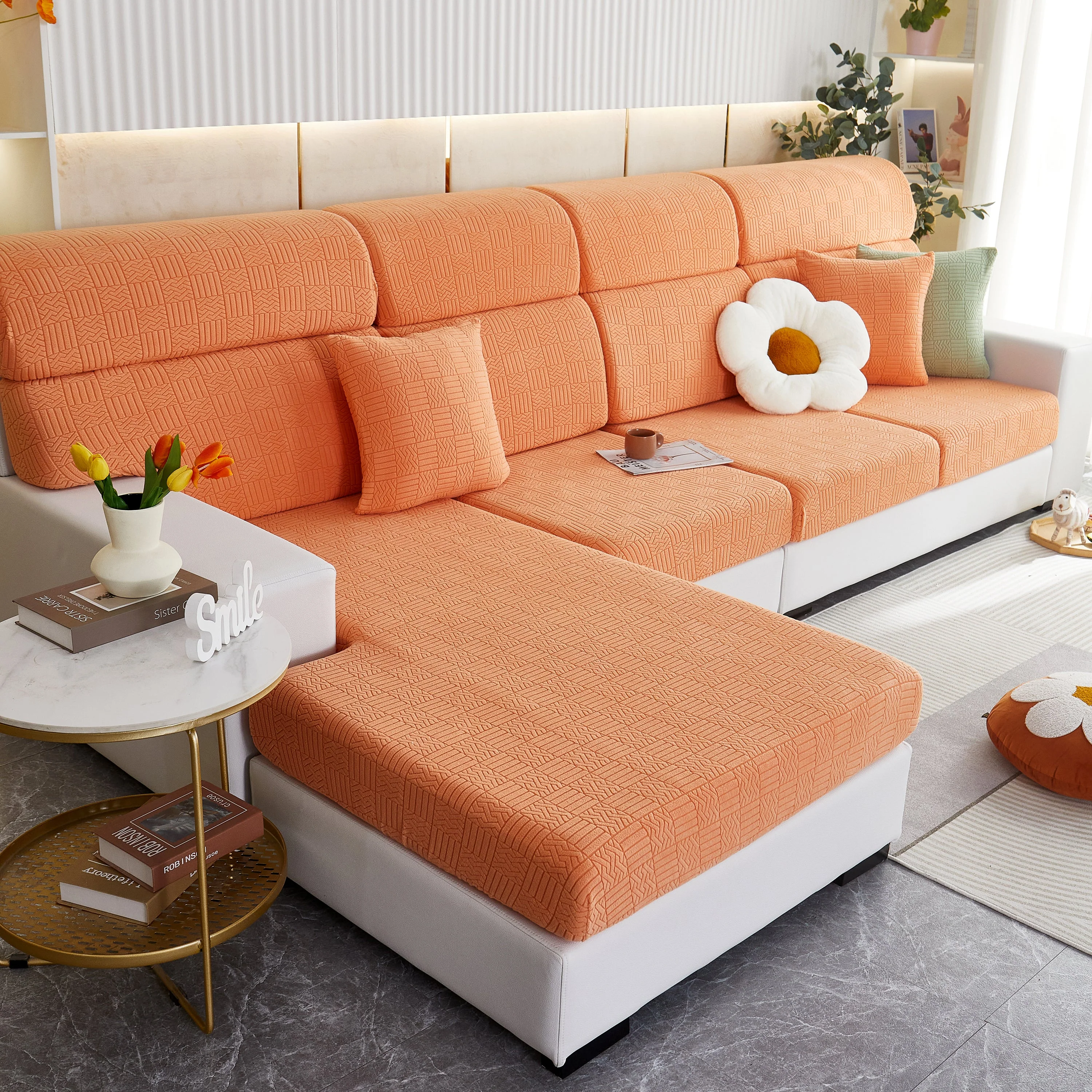 Stretchable Jacquard Fleece Sofa Cover Non-Slip Pet Furniture Protector Recliner and Cushion Slipcovers - Image 13