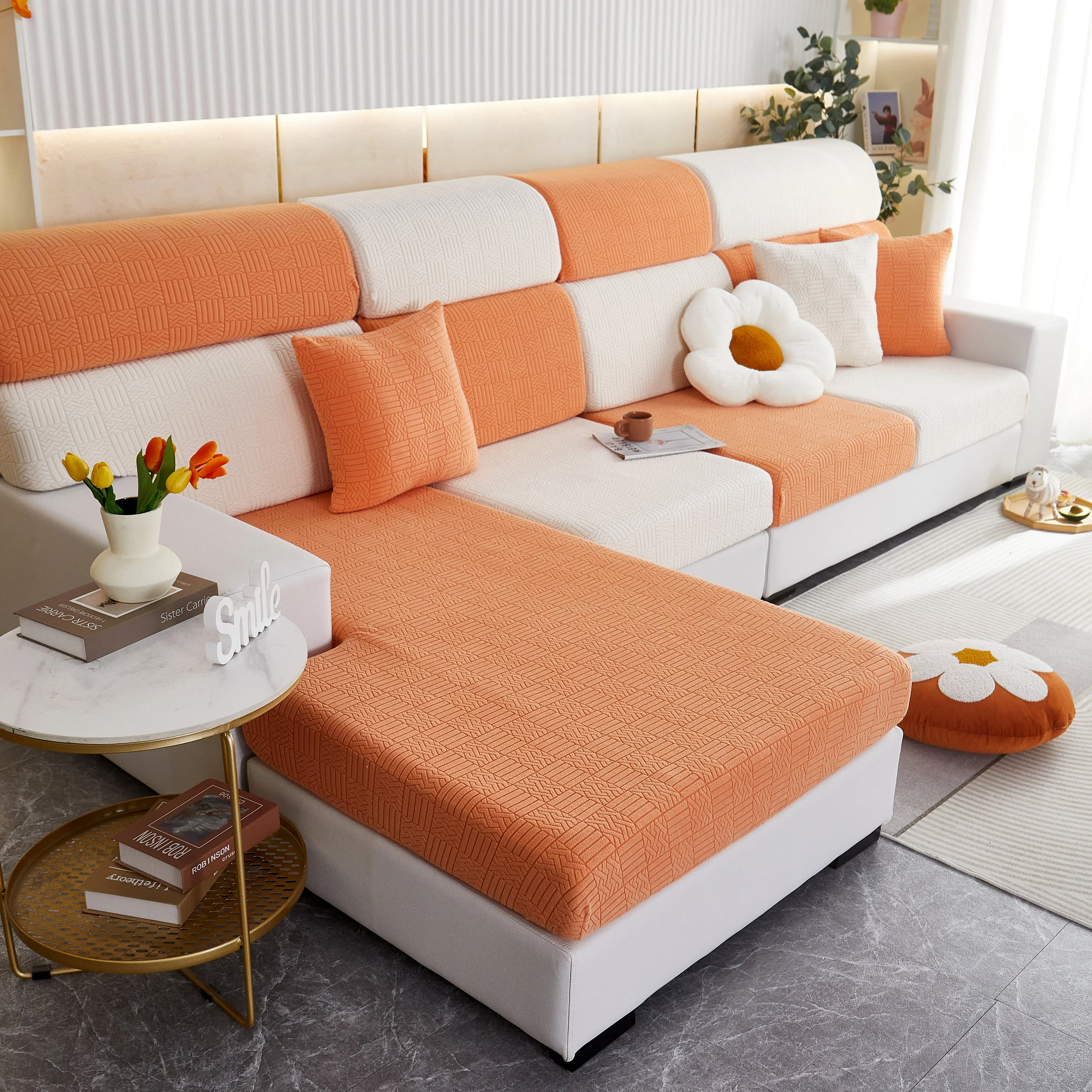 Stretchable Jacquard Fleece Sofa Cover Non-Slip Pet Furniture Protector Recliner and Cushion Slipcovers - Image 16