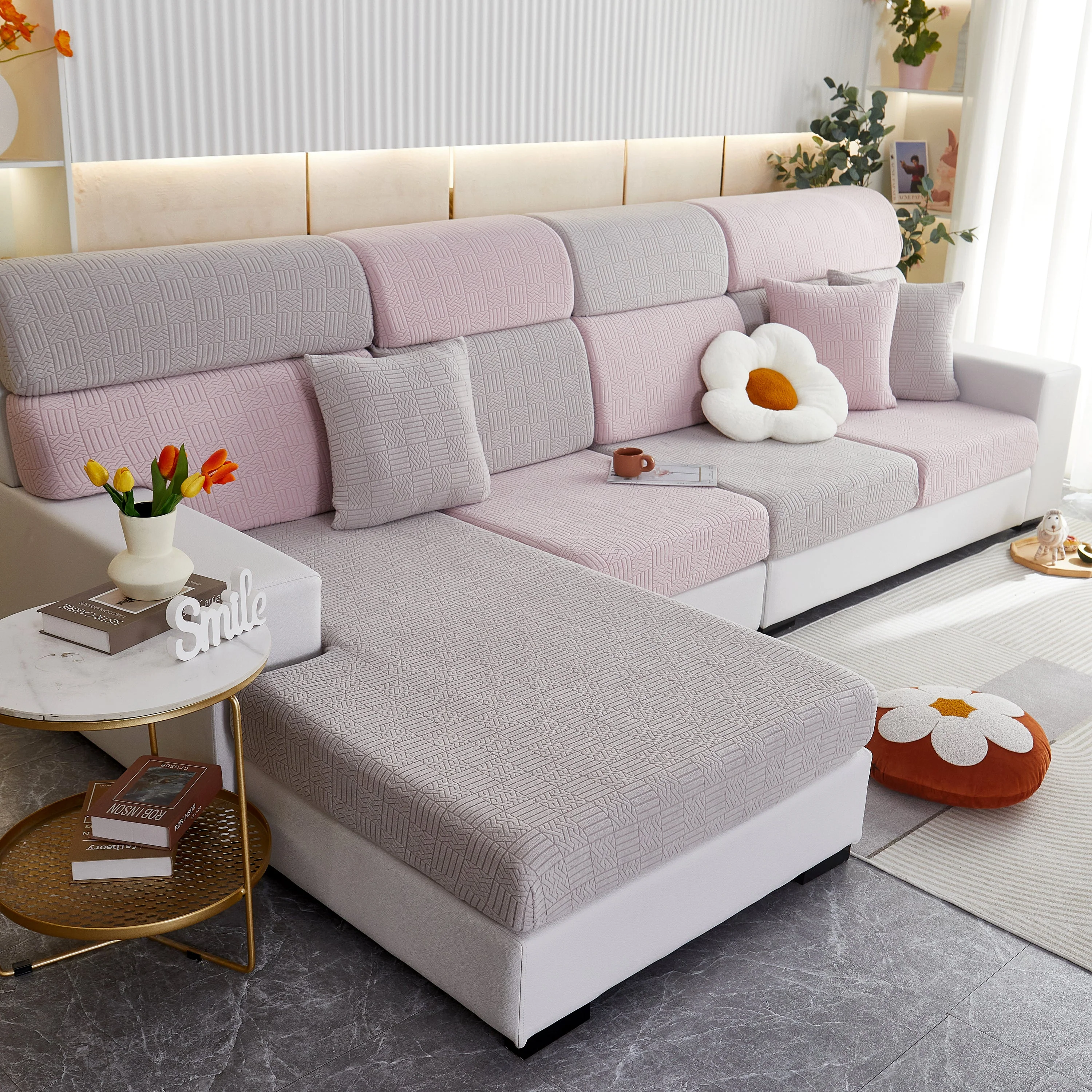 Stretchable Jacquard Fleece Sofa Cover Non-Slip Pet Furniture Protector Recliner and Cushion Slipcovers - Image 18