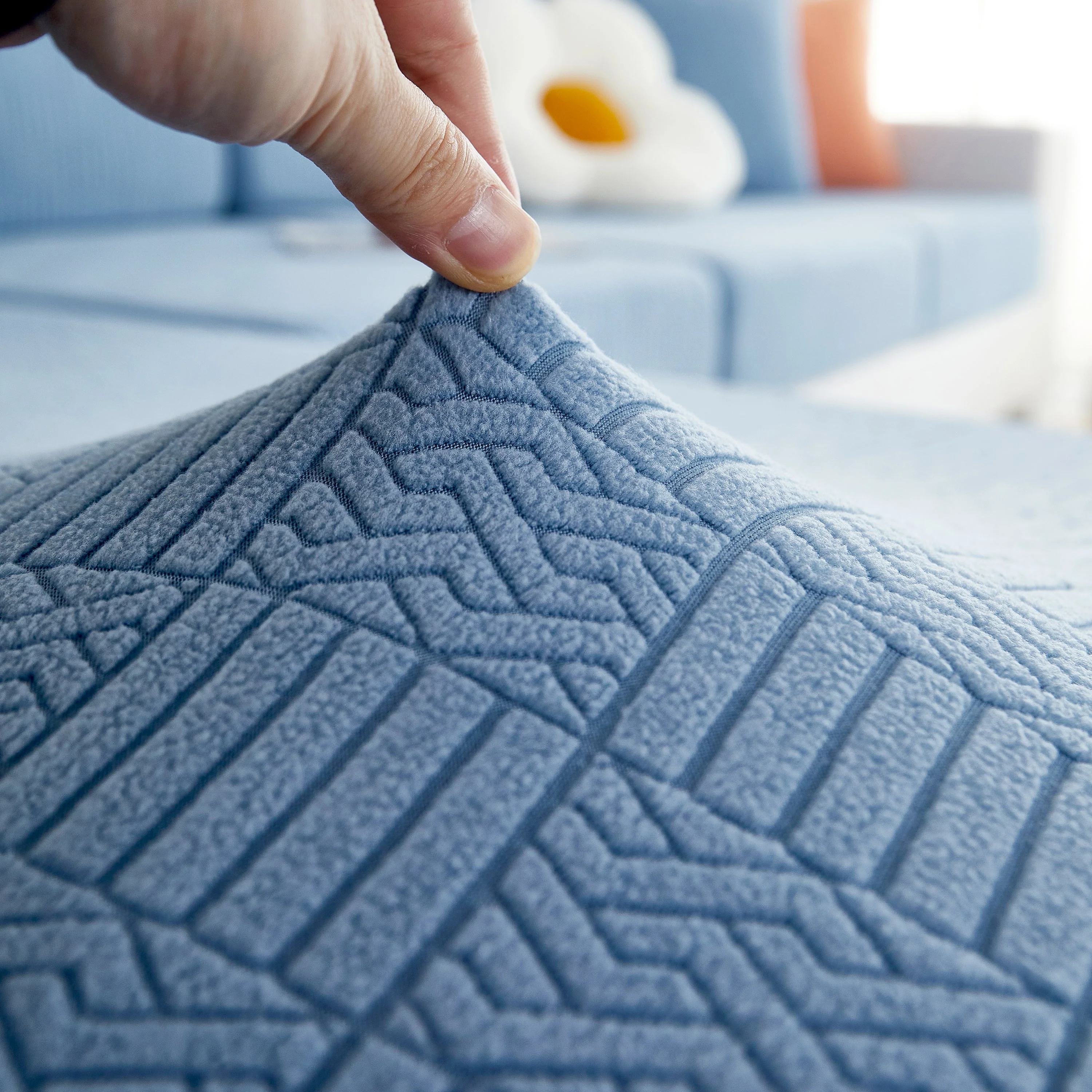 Stretchable Jacquard Fleece Sofa Cover Non-Slip Pet Furniture Protector Recliner and Cushion Slipcovers - Image 2