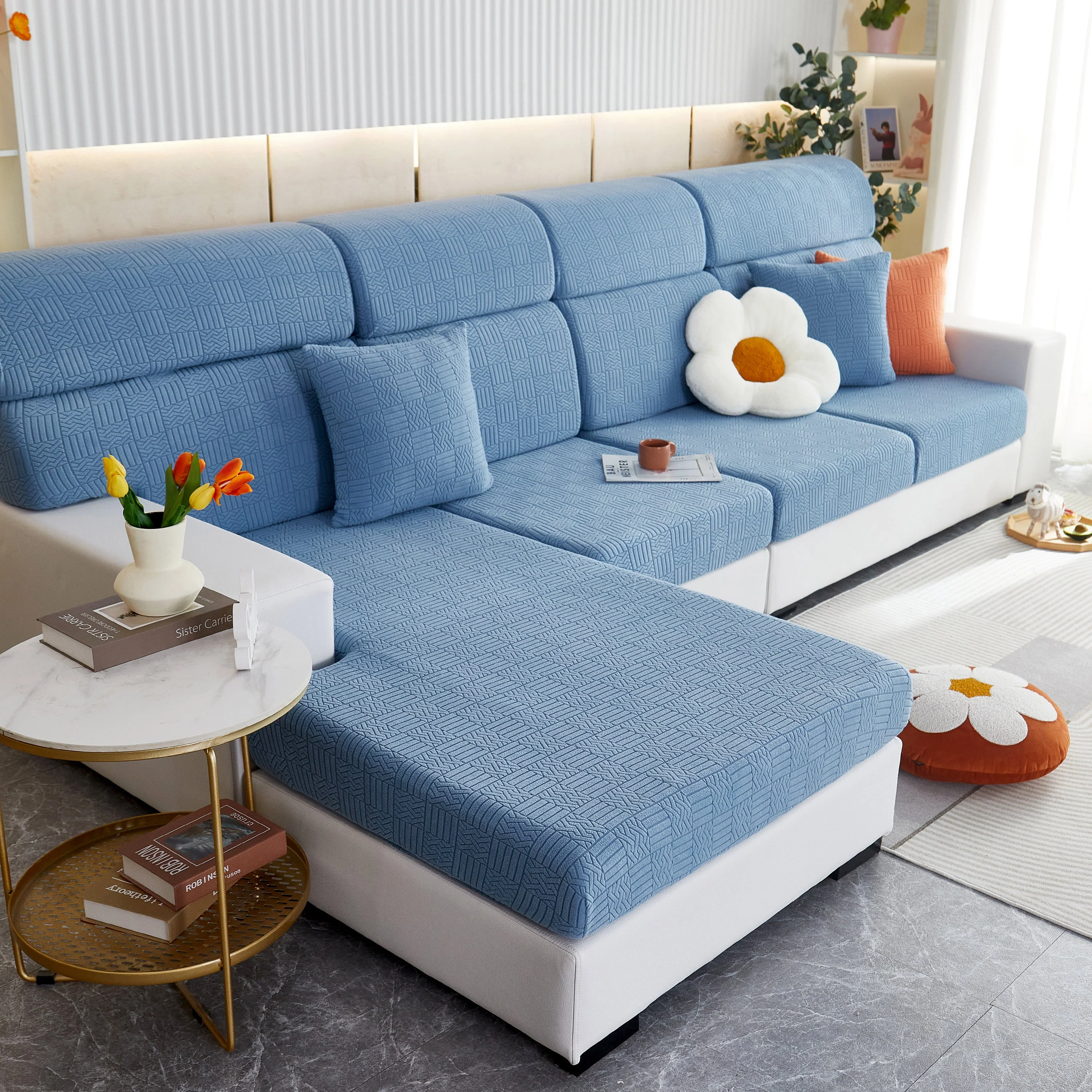 Stretchable Jacquard Fleece Sofa Cover Non-Slip Pet Furniture Protector Recliner and Cushion Slipcovers - Image 24