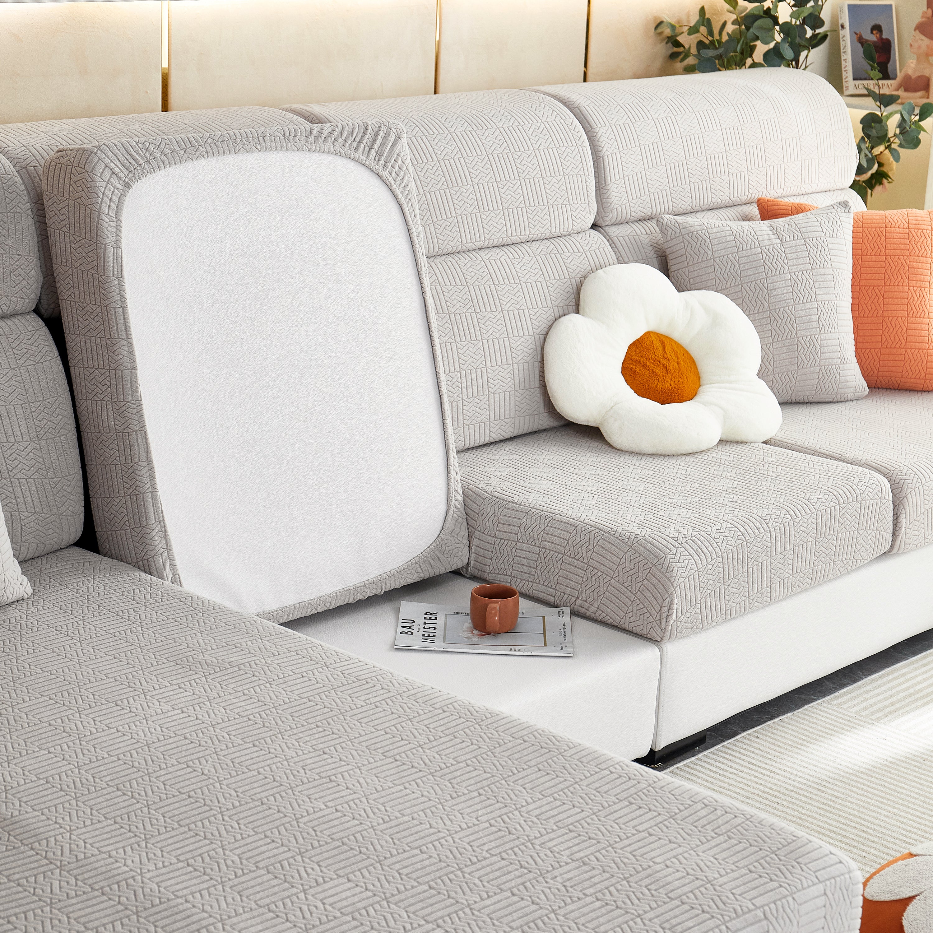Stretchable Jacquard Fleece Sofa Cover Non-Slip Pet Furniture Protector Recliner and Cushion Slipcovers - Image 32