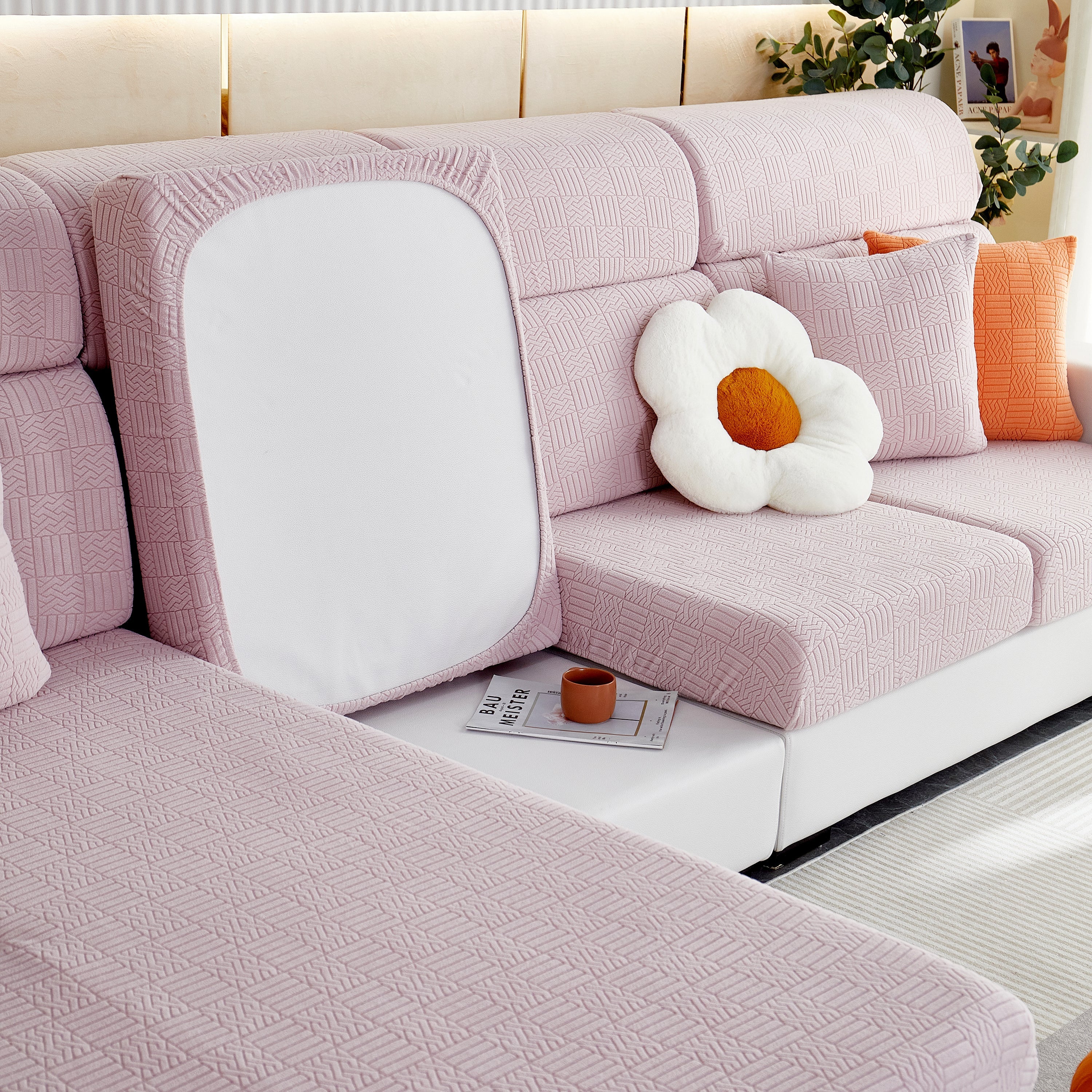 Stretchable Jacquard Fleece Sofa Cover Non-Slip Pet Furniture Protector Recliner and Cushion Slipcovers - Image 34