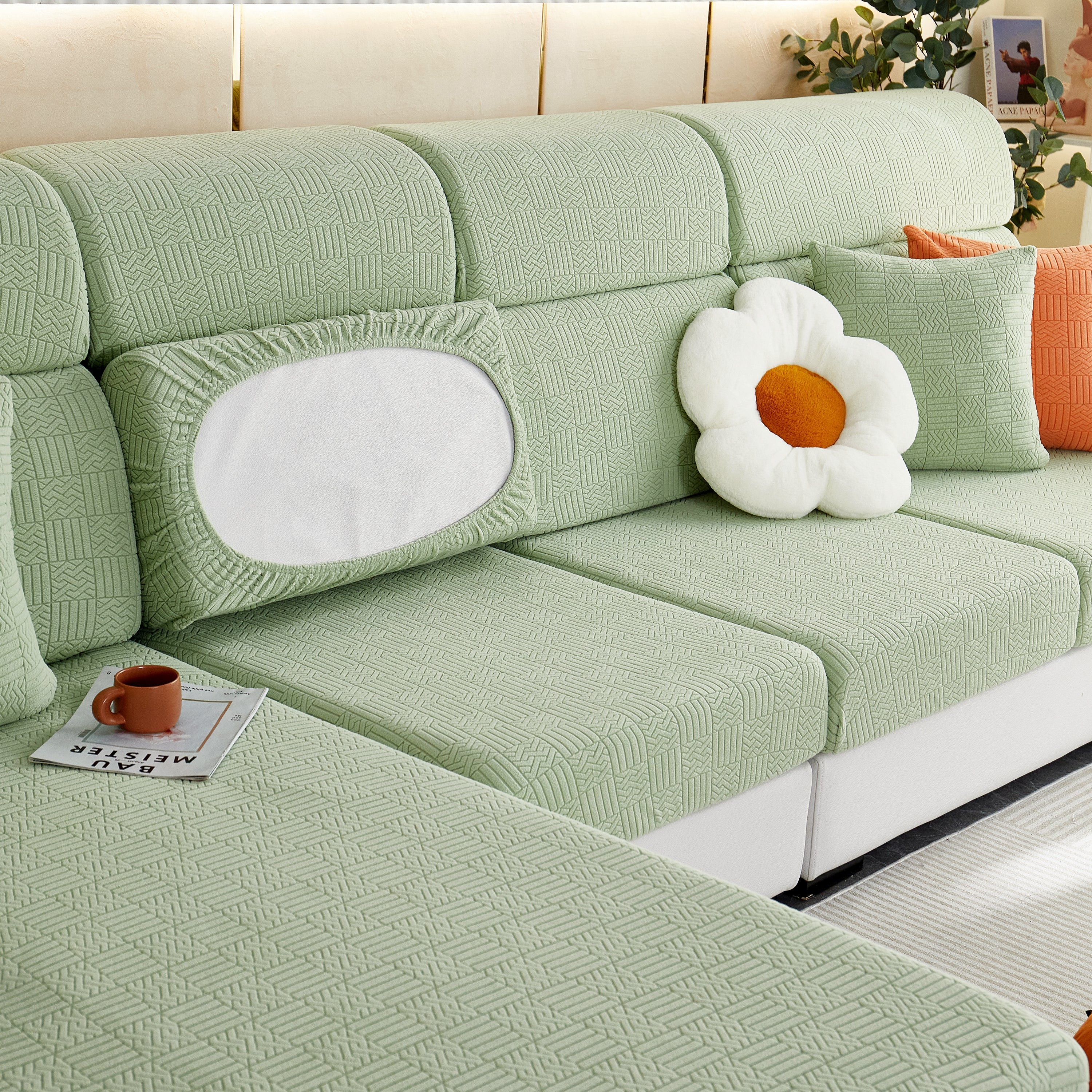 Stretchable Jacquard Fleece Sofa Cover Non-Slip Pet Furniture Protector Recliner and Cushion Slipcovers - Image 36