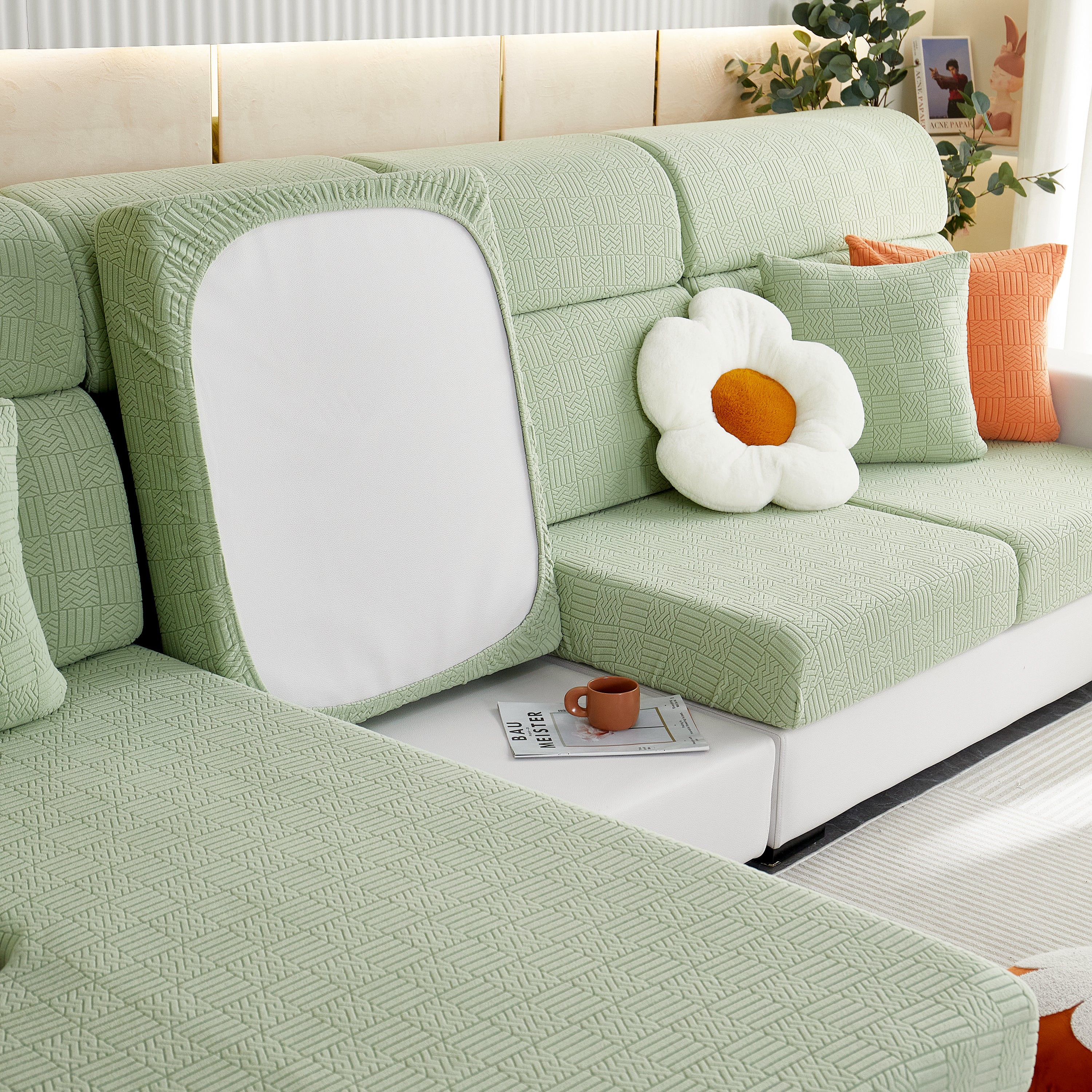 Stretchable Jacquard Fleece Sofa Cover Non-Slip Pet Furniture Protector Recliner and Cushion Slipcovers - Image 37