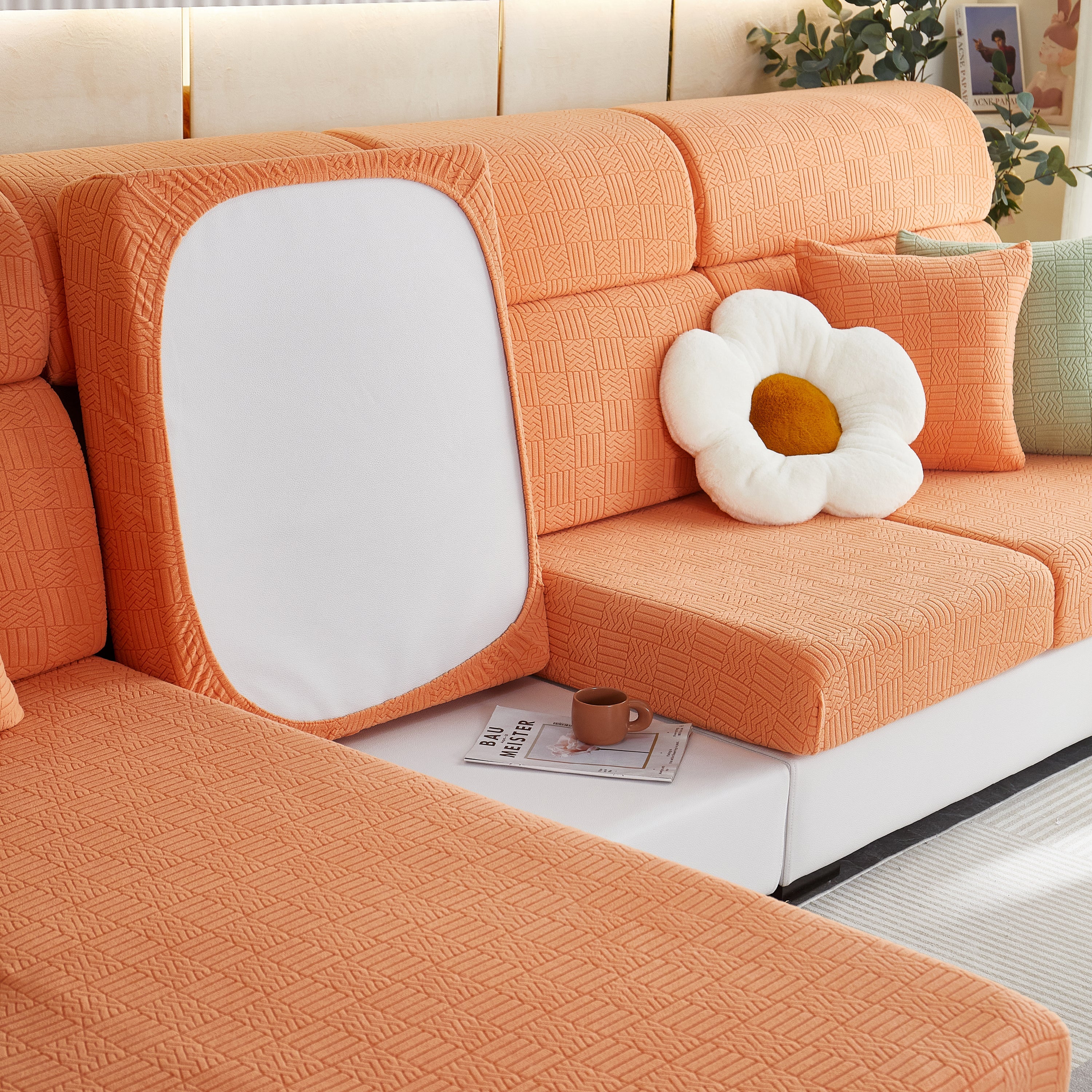 Stretchable Jacquard Fleece Sofa Cover Non-Slip Pet Furniture Protector Recliner and Cushion Slipcovers - Image 38