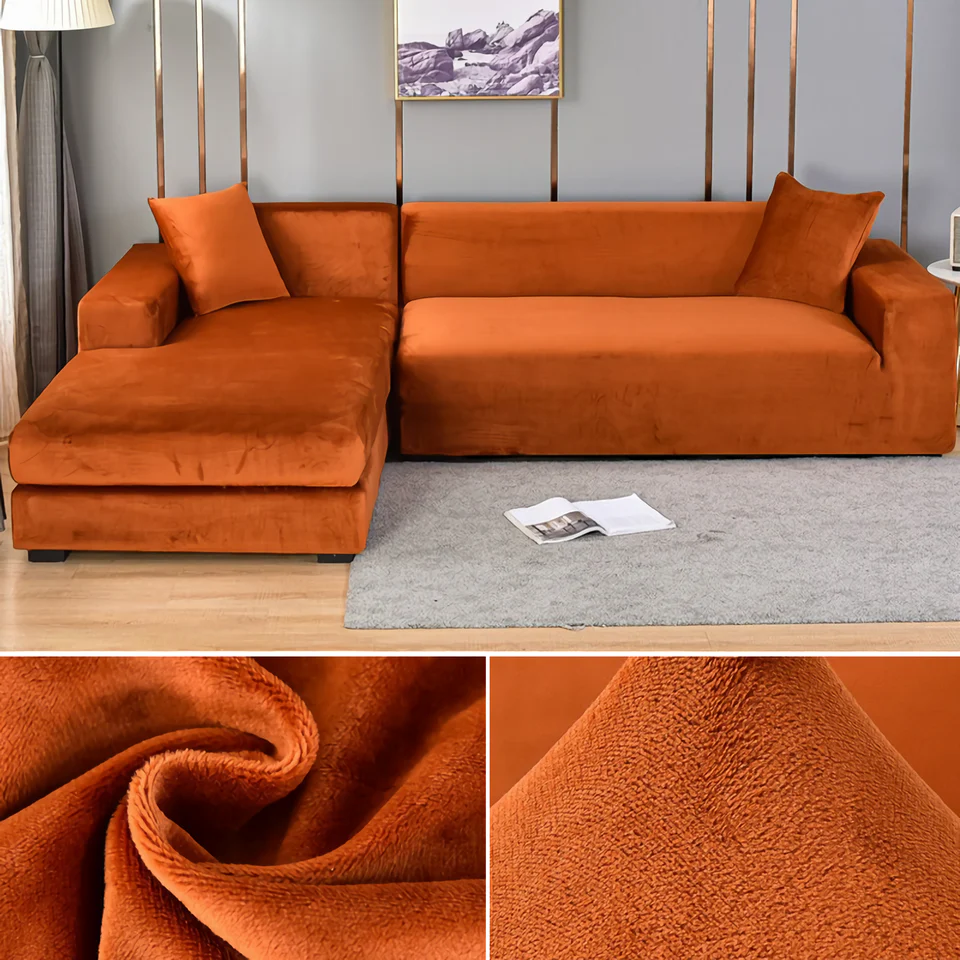 Stretchable Thick Velvet Sofa Cover for L Shaped Corner Sofa in Living Room Fits 1/2/3/4 Seater Couches - Image 23