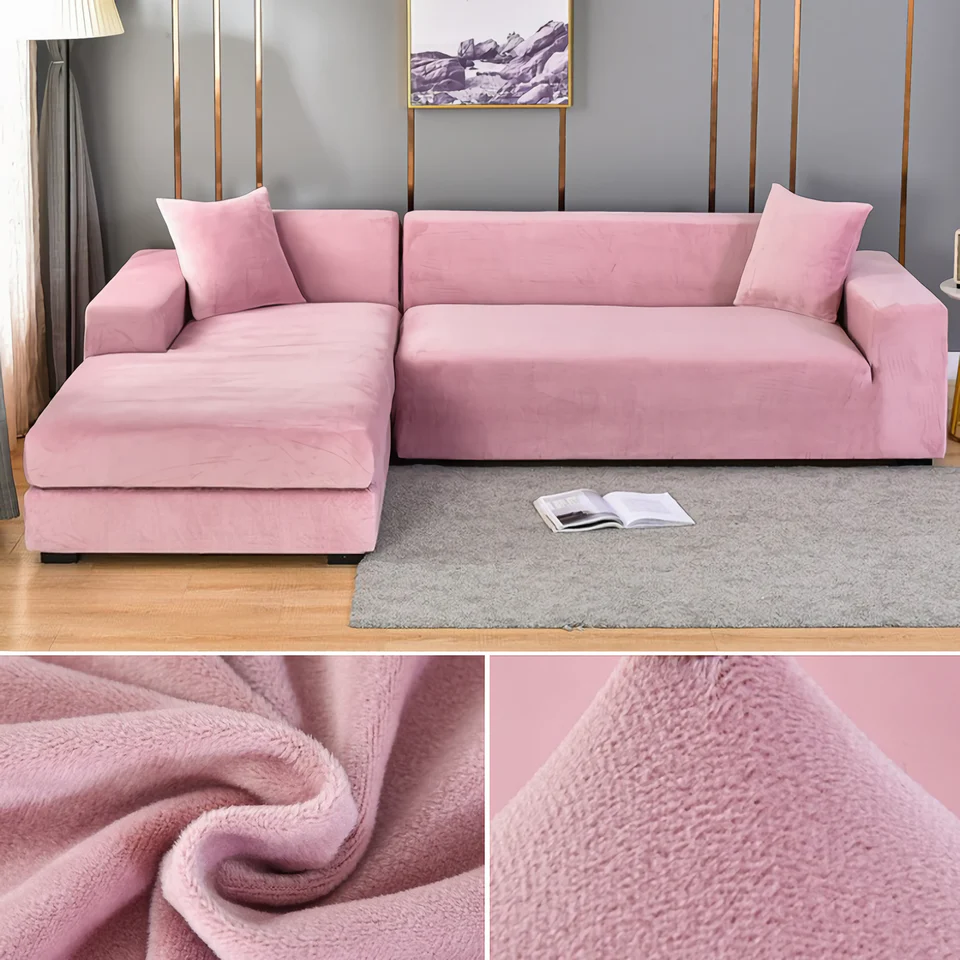 Stretchable Thick Velvet Sofa Cover for L Shaped Corner Sofa in Living Room Fits 1/2/3/4 Seater Couches - Image 26