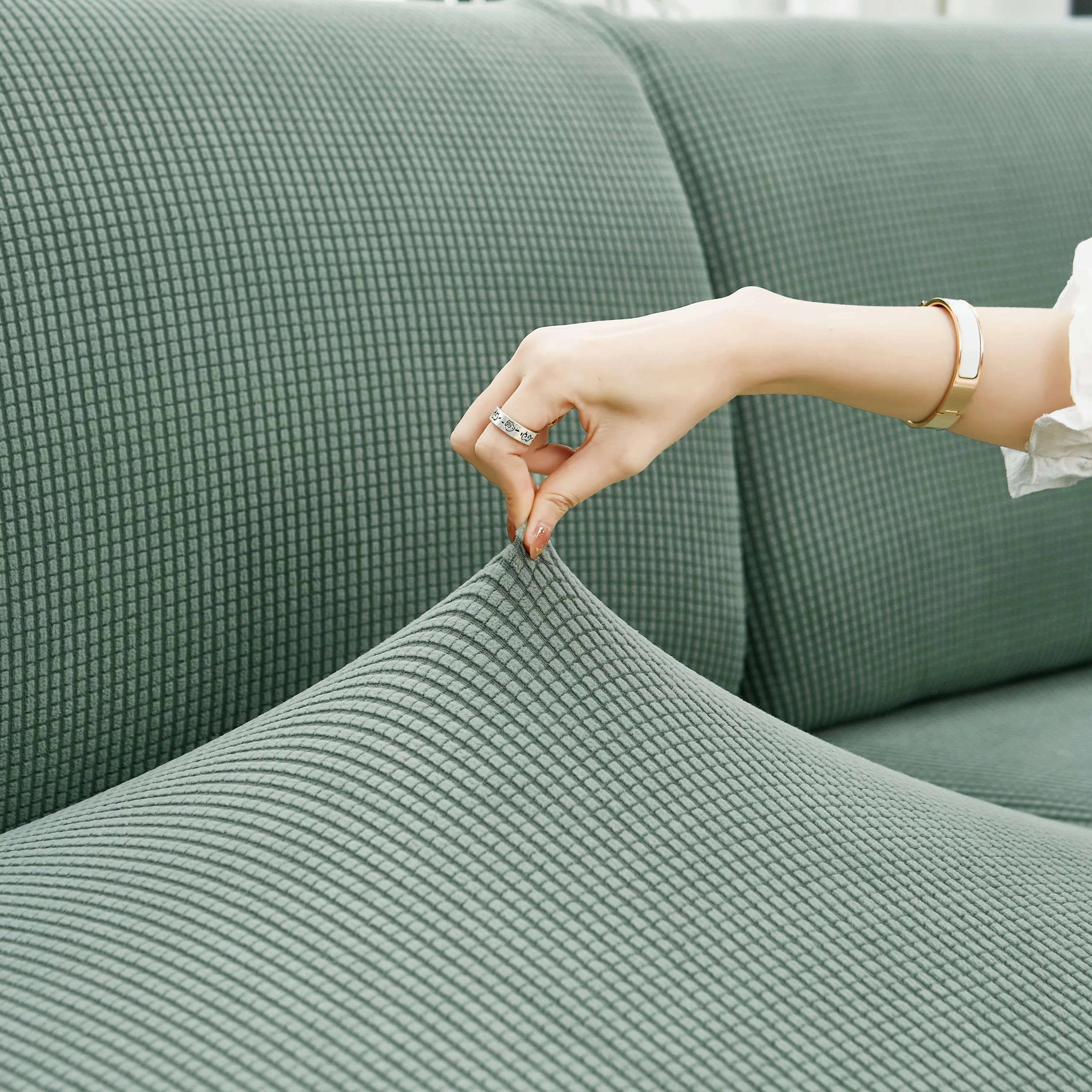 Stretchy, Washable, and Removable Slipcovers for Jacquard Sofa, Chair, and Seat Cushions. Available for 1/2/3/4 Seats - Image 2