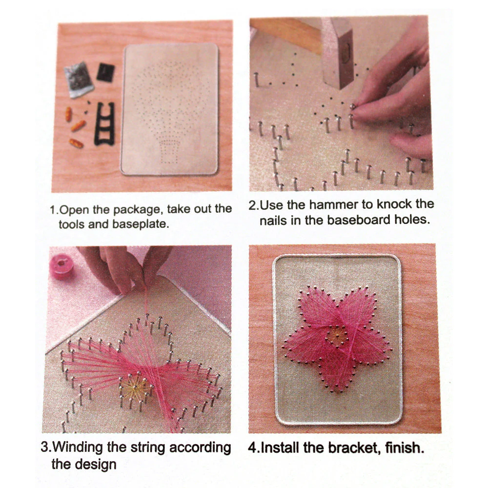 String Art DIY Kit - Air Balloon. Wizardi Craft Kit F07-M12-5-DHACE28035 - Image 4