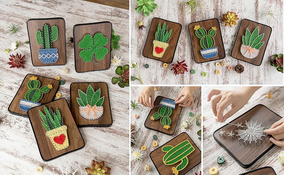 String Art DIY Kit - Cactus. Wizardi Craft Kit F07-M12-3-DH5012 - Image 6