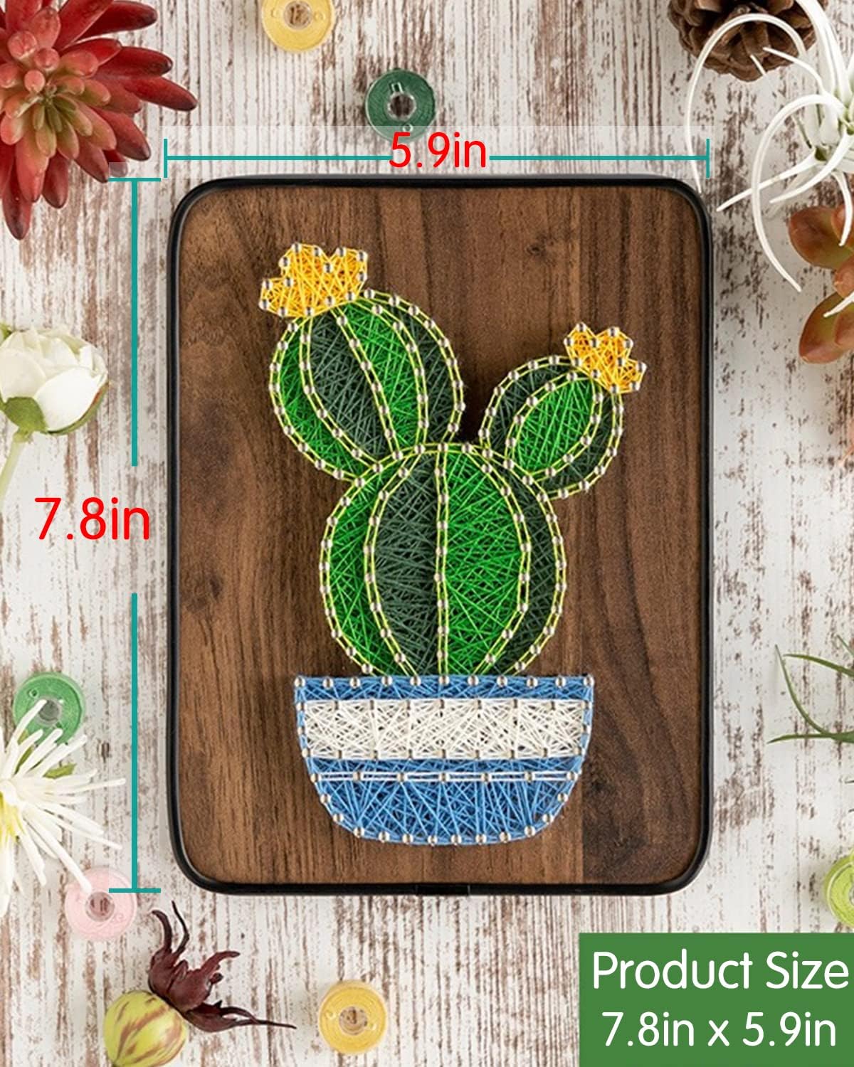 String Art DIY Kit - Cactus. Wizardi Craft Kit F07-M12-3-DHBC18329 - Image 3