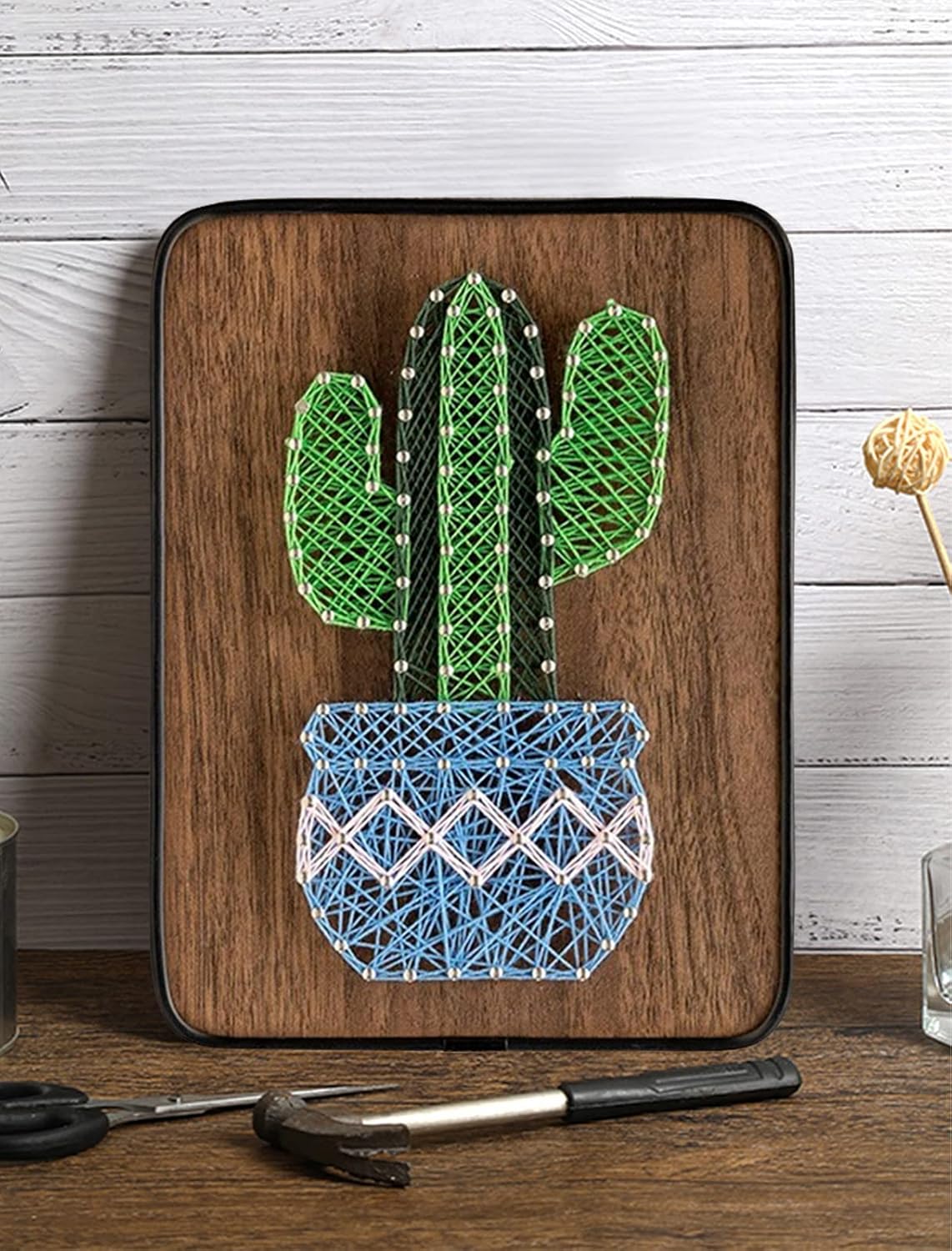 String Art DIY Kit - Potted Cactus. Wizardi Craft Kit F07-M12-3-DH5016 - Image 2