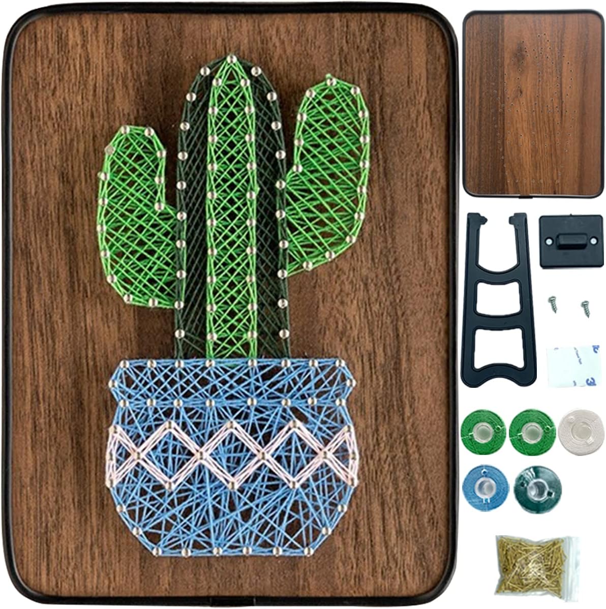 String Art DIY Kit - Potted Cactus. Wizardi Craft Kit F07-M12-3-DH5016 - Image 3