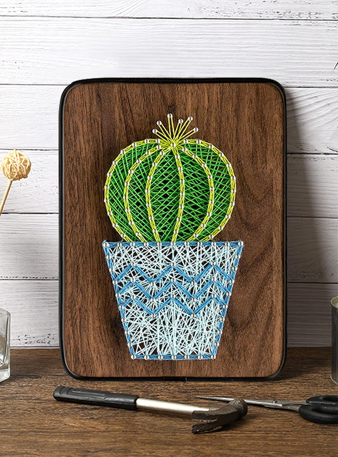 String Art DIY Kit - Potted Cactus. Wizardi Craft Kit F07-M12-3-DH9010 - Image 2