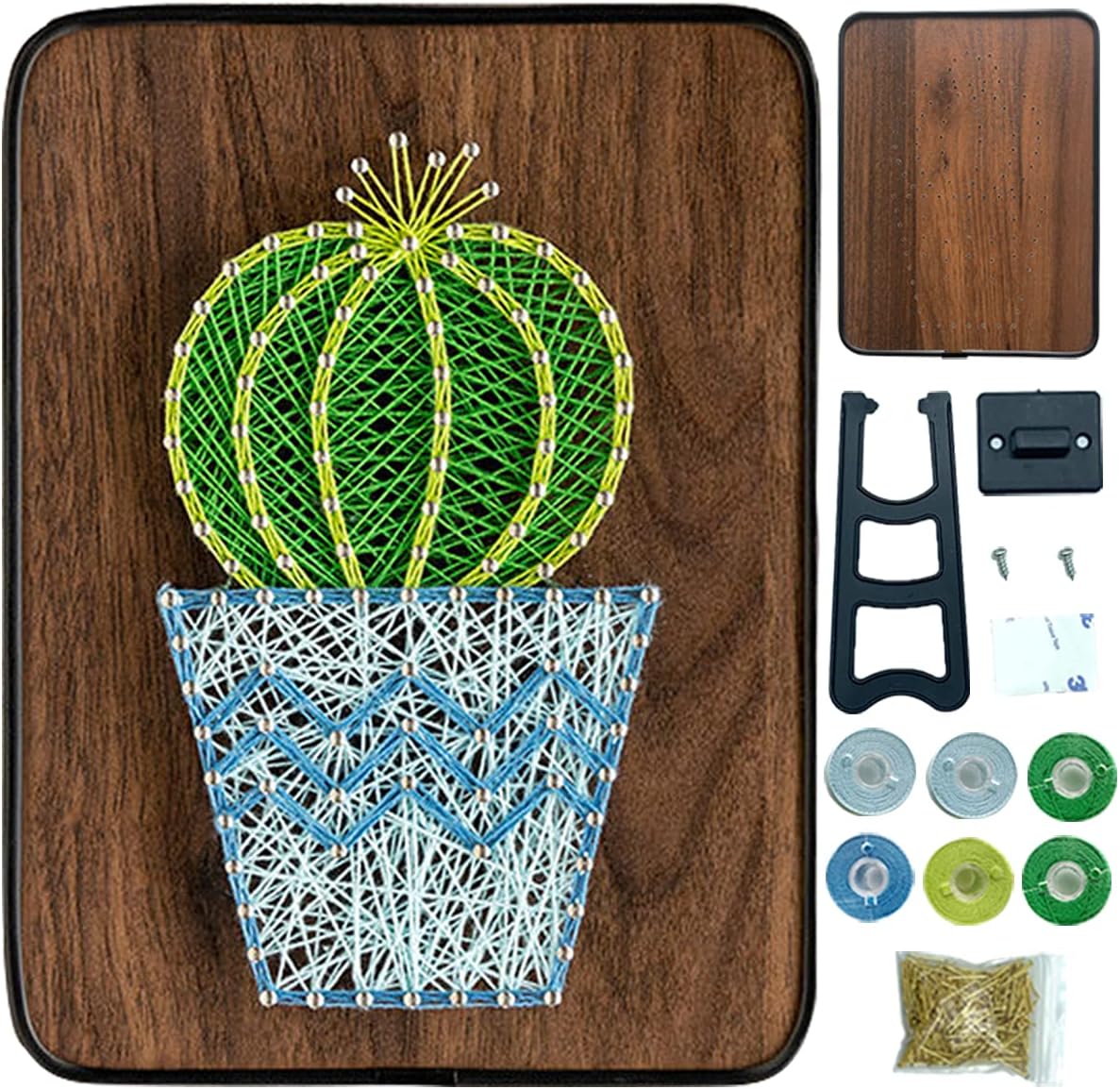 String Art DIY Kit - Potted Cactus. Wizardi Craft Kit F07-M12-3-DH9010 - Image 3