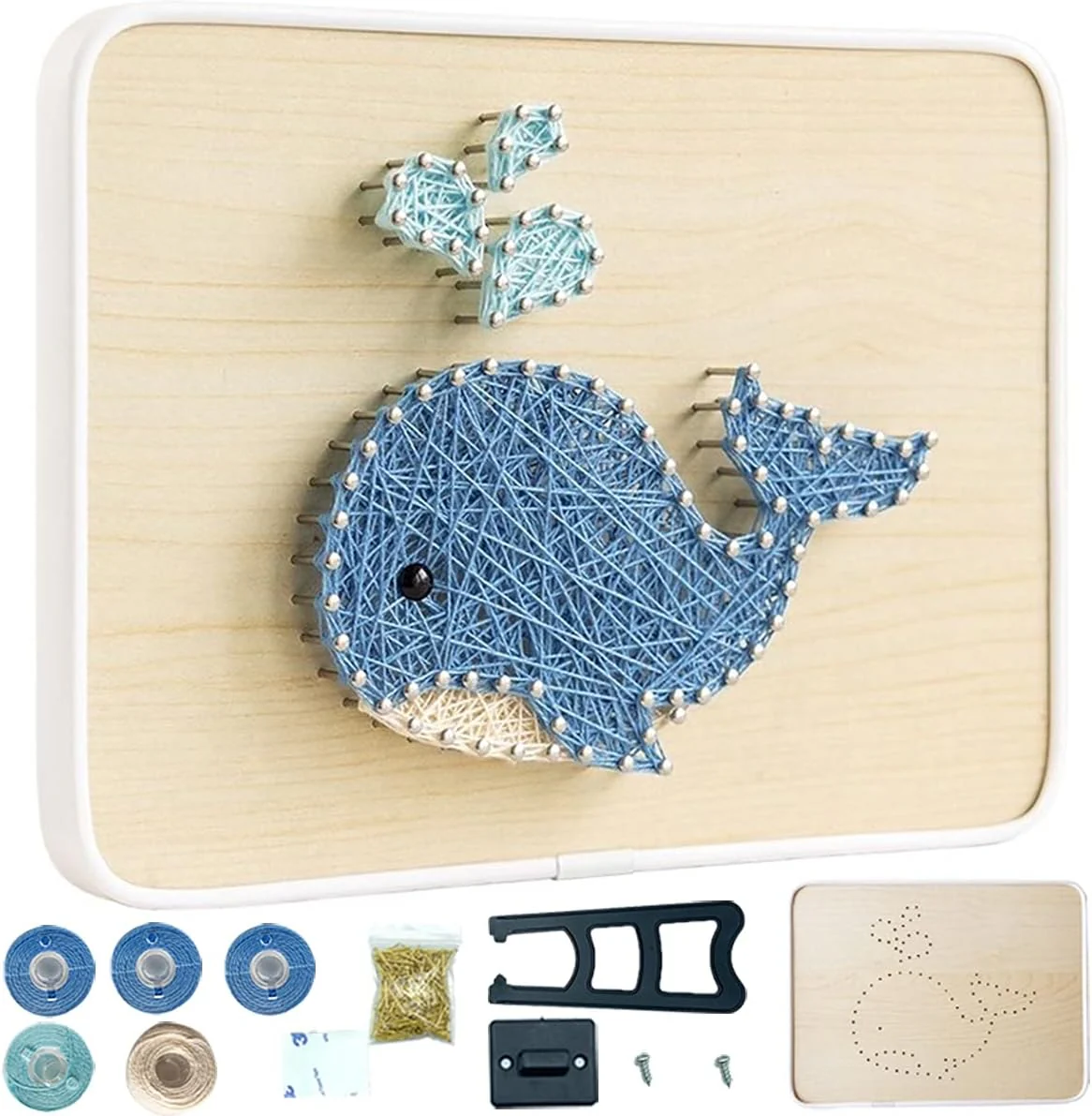 String Art DIY Kit - Whale. Wizardi Craft Kit F07-M12-3-DHBC28009 - Image 2