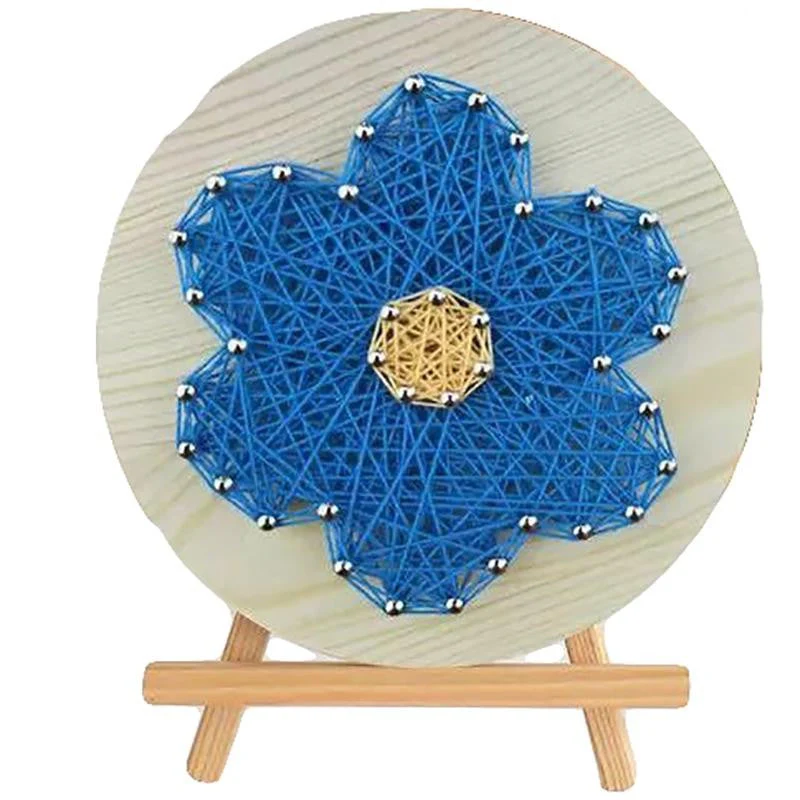 String Art DIY Kit with Stand - Blue Flower. Wizardi Craft Kit F07-M12-1-DHAA28299 - Image 2