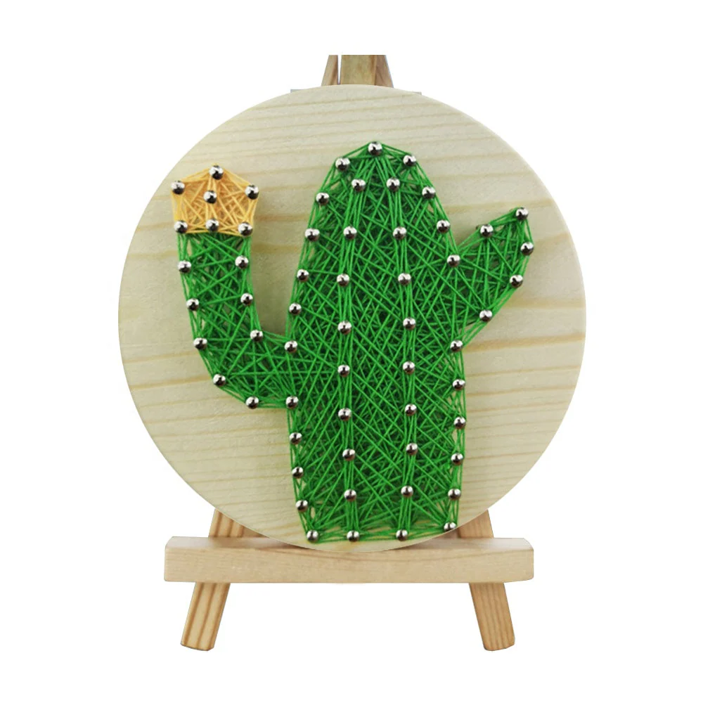 String Art DIY Kit with Stand - Cactus. Wizardi Craft Kit F07-M12-1-DHAA28289 - Image 2