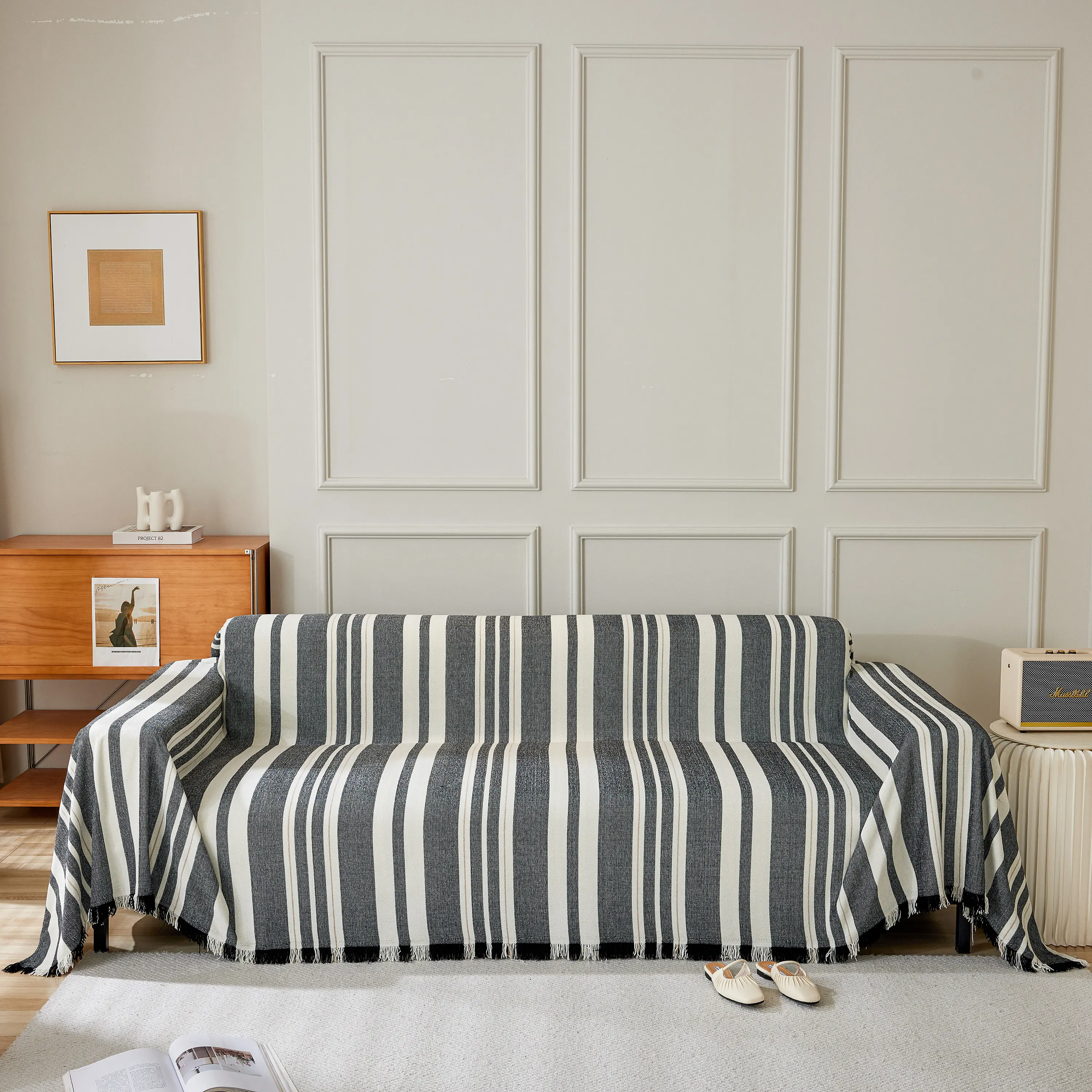 Striped Chenille Sofa Slipcover Throw, Soft Thick Washable Couch Cover Blanket - Image 33