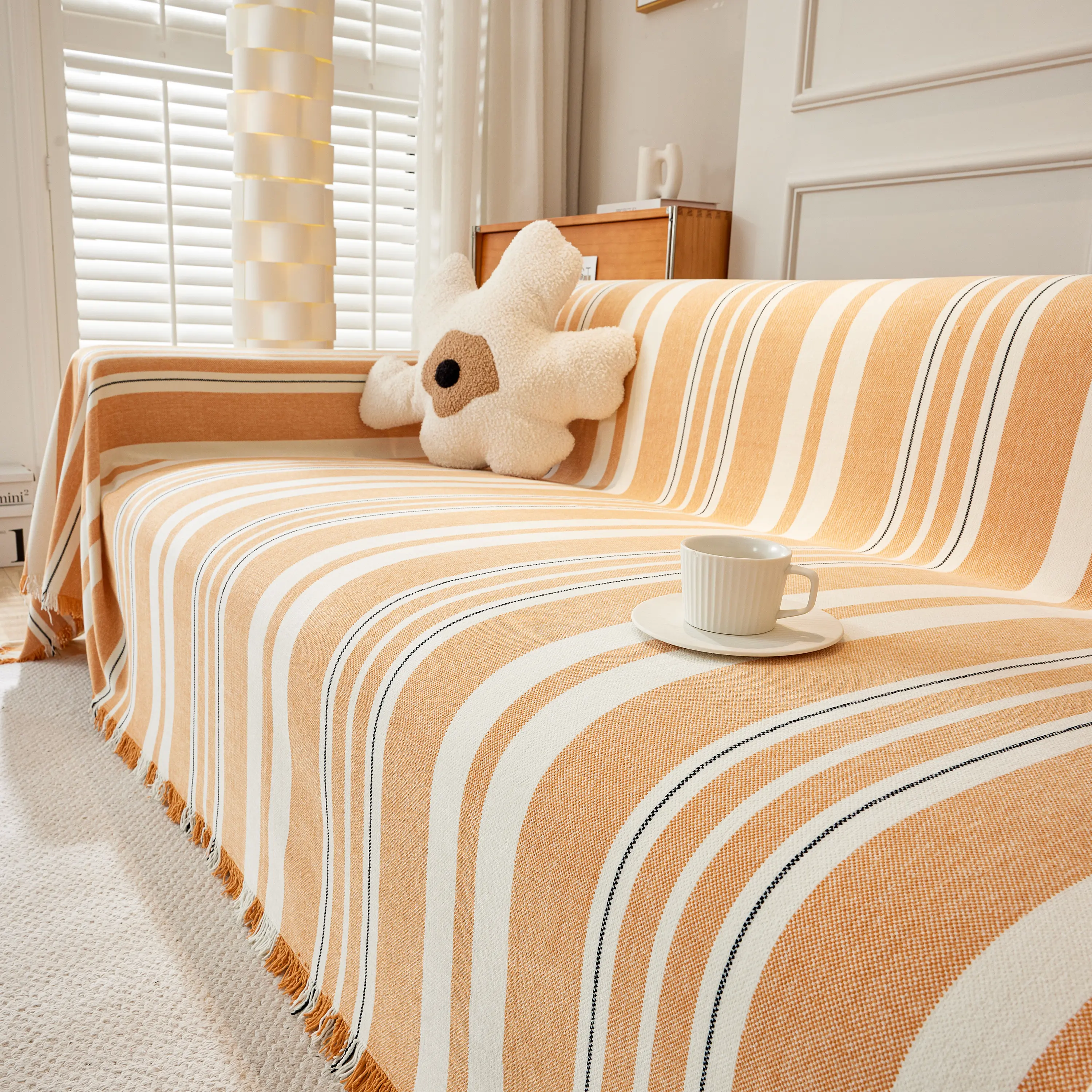 Striped Chenille Sofa Slipcover Throw, Soft Thick Washable Couch Cover Blanket - Image 63