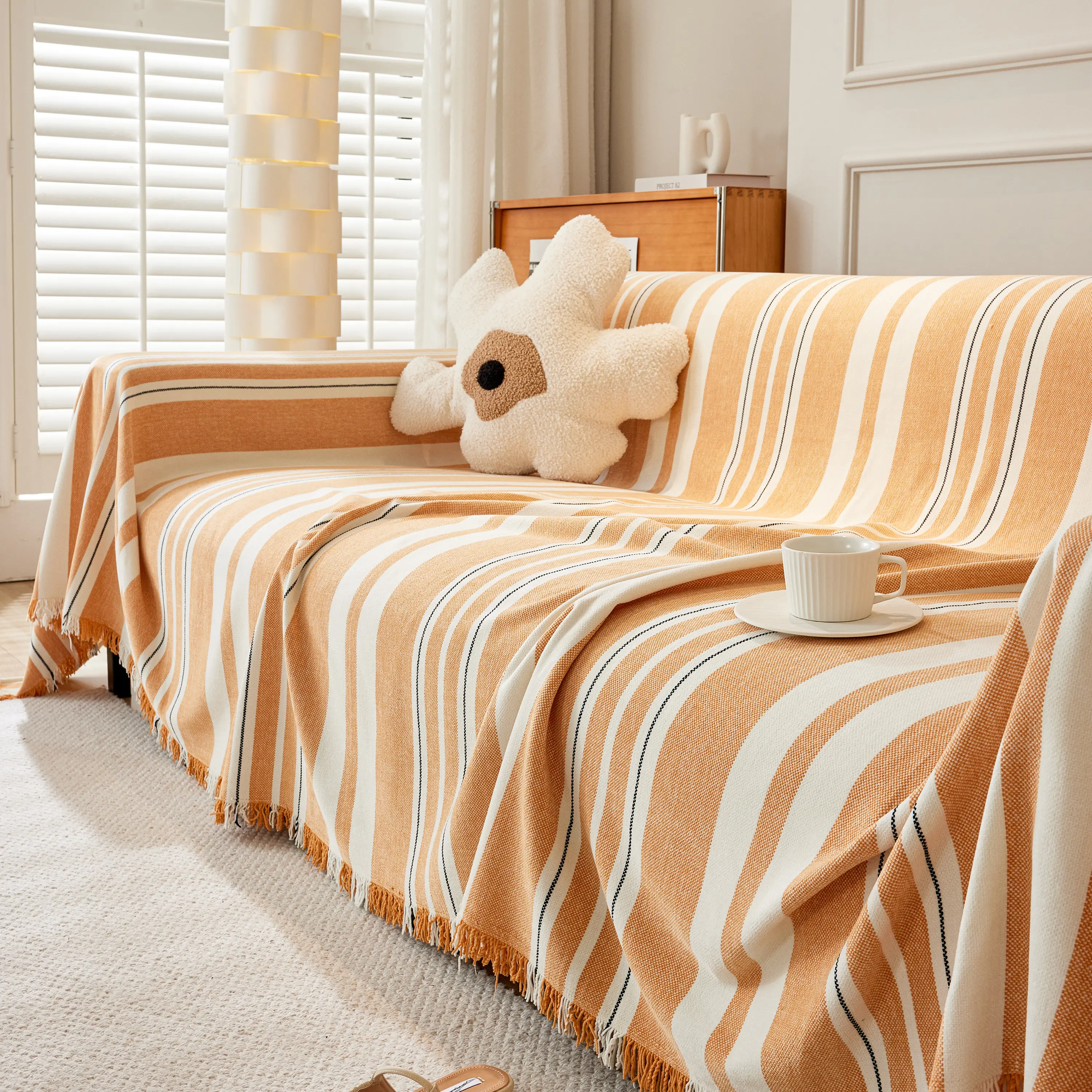 Striped Chenille Sofa Slipcover Throw, Soft Thick Washable Couch Cover Blanket - Image 69