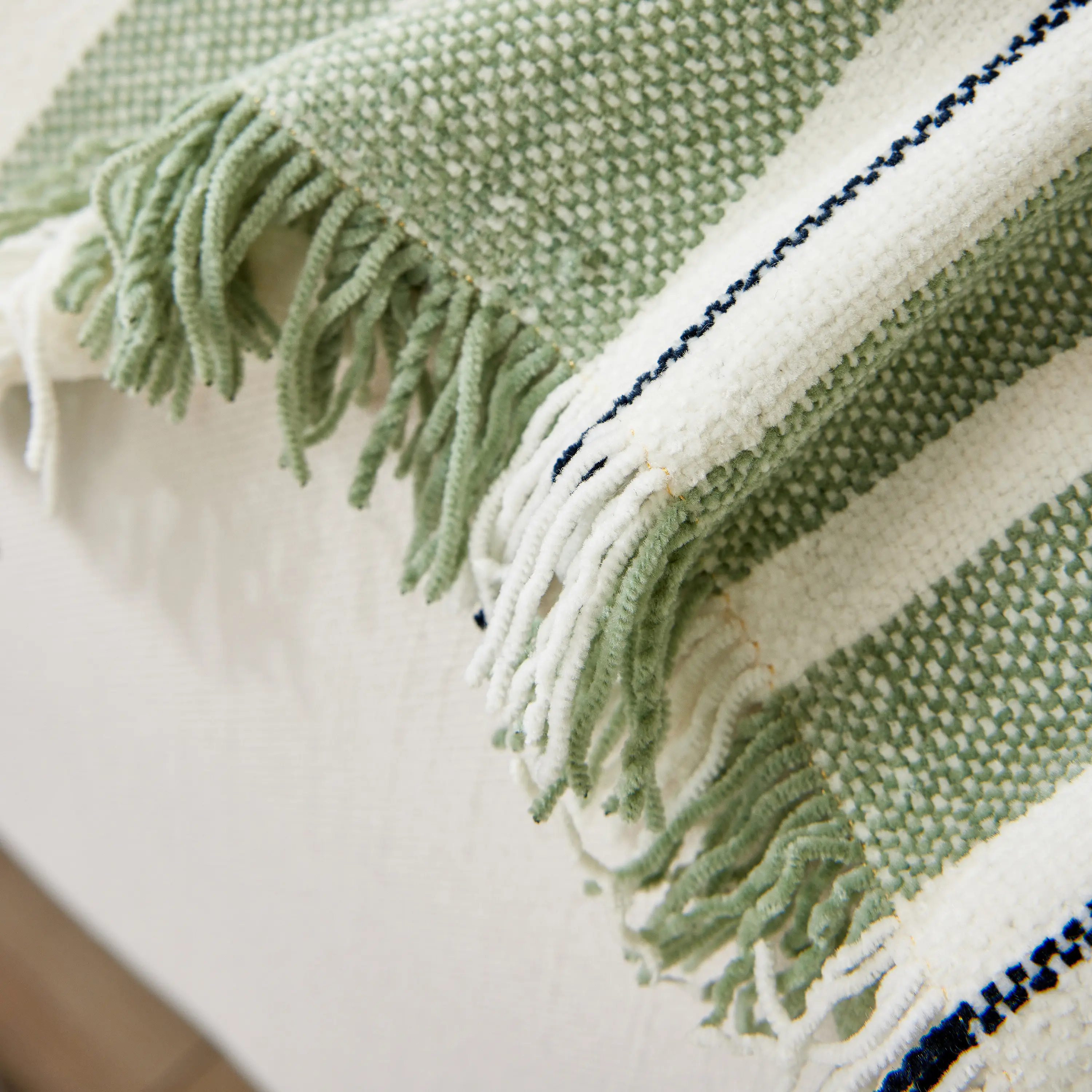 Striped Chenille Sofa Slipcover Throw, Soft Thick Washable Couch Cover Blanket - Image 7