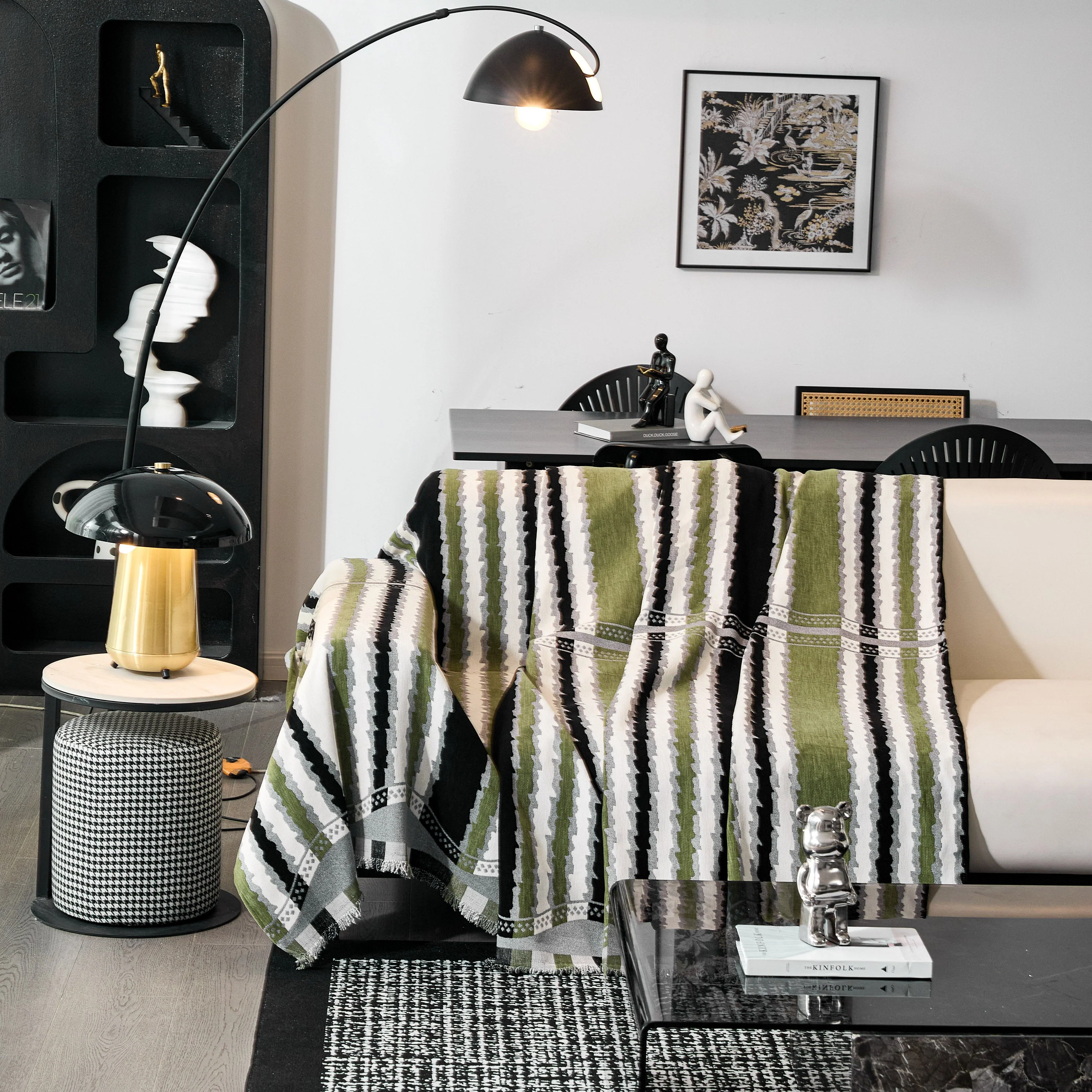 Striped Chenille Sofa Throw Covers, Boho Style Cozy Couch Protector Blanket - Image 22