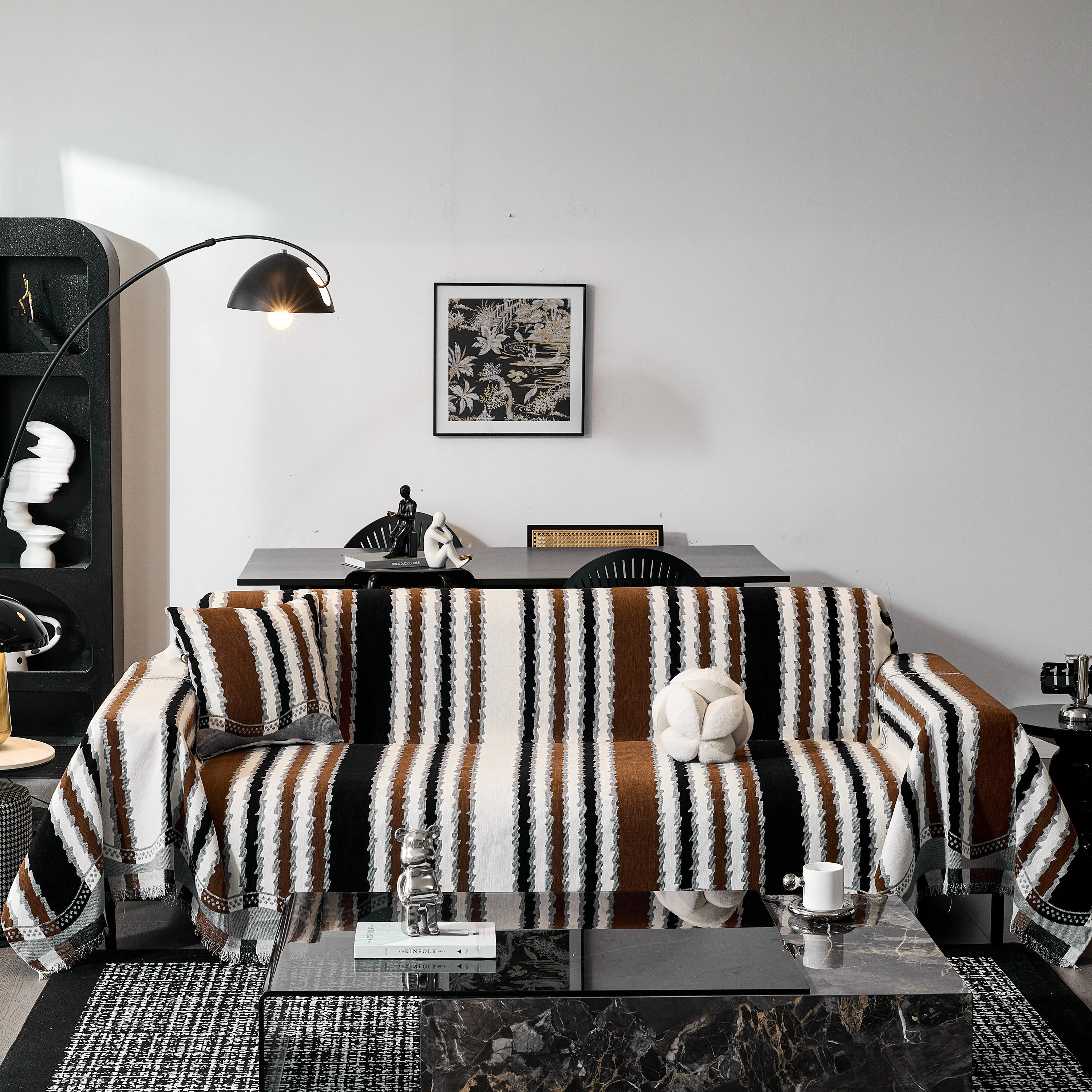 Striped Chenille Sofa Throw Covers, Boho Style Cozy Couch Protector Blanket - Image 27
