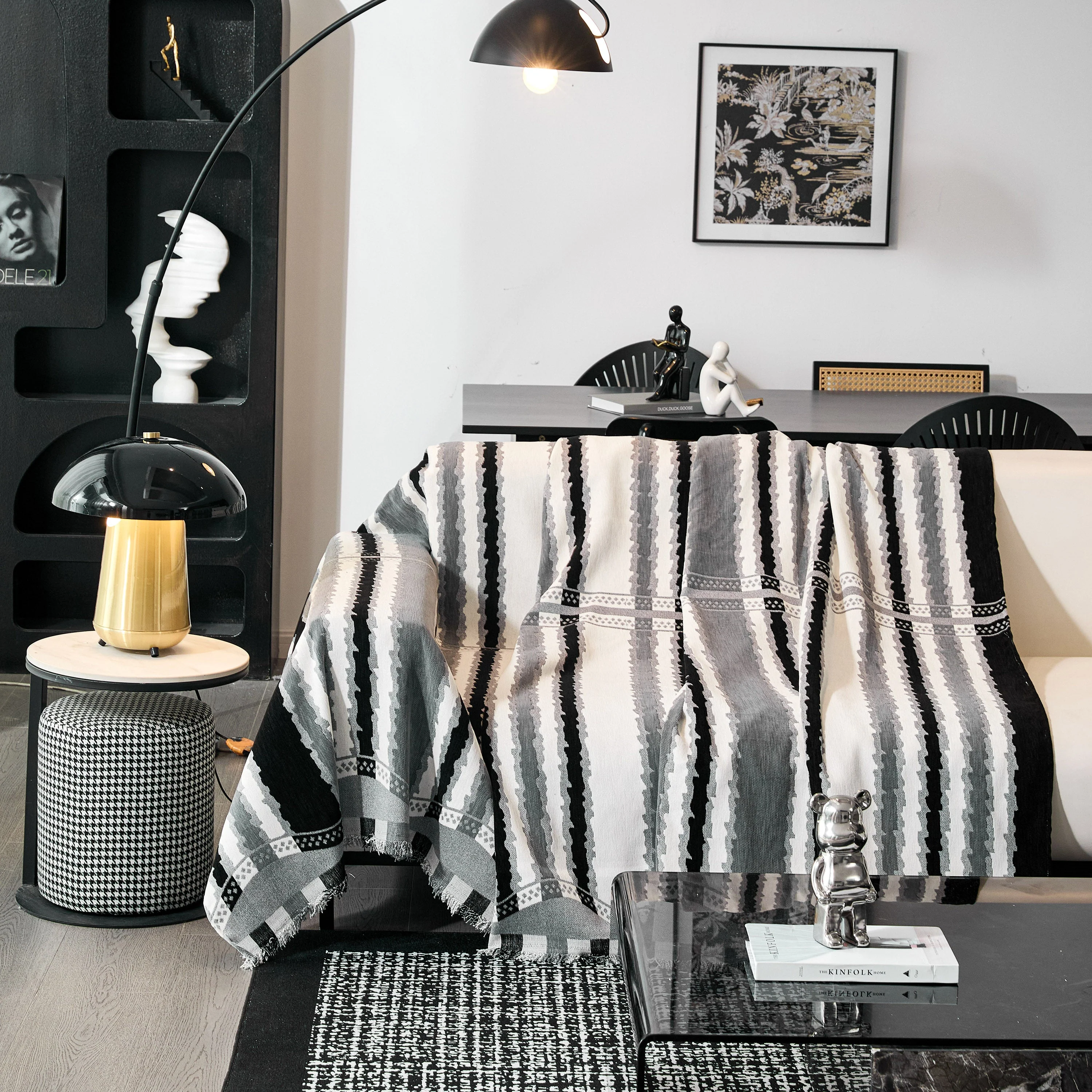 Striped Chenille Sofa Throw Covers, Boho Style Cozy Couch Protector Blanket - Image 28