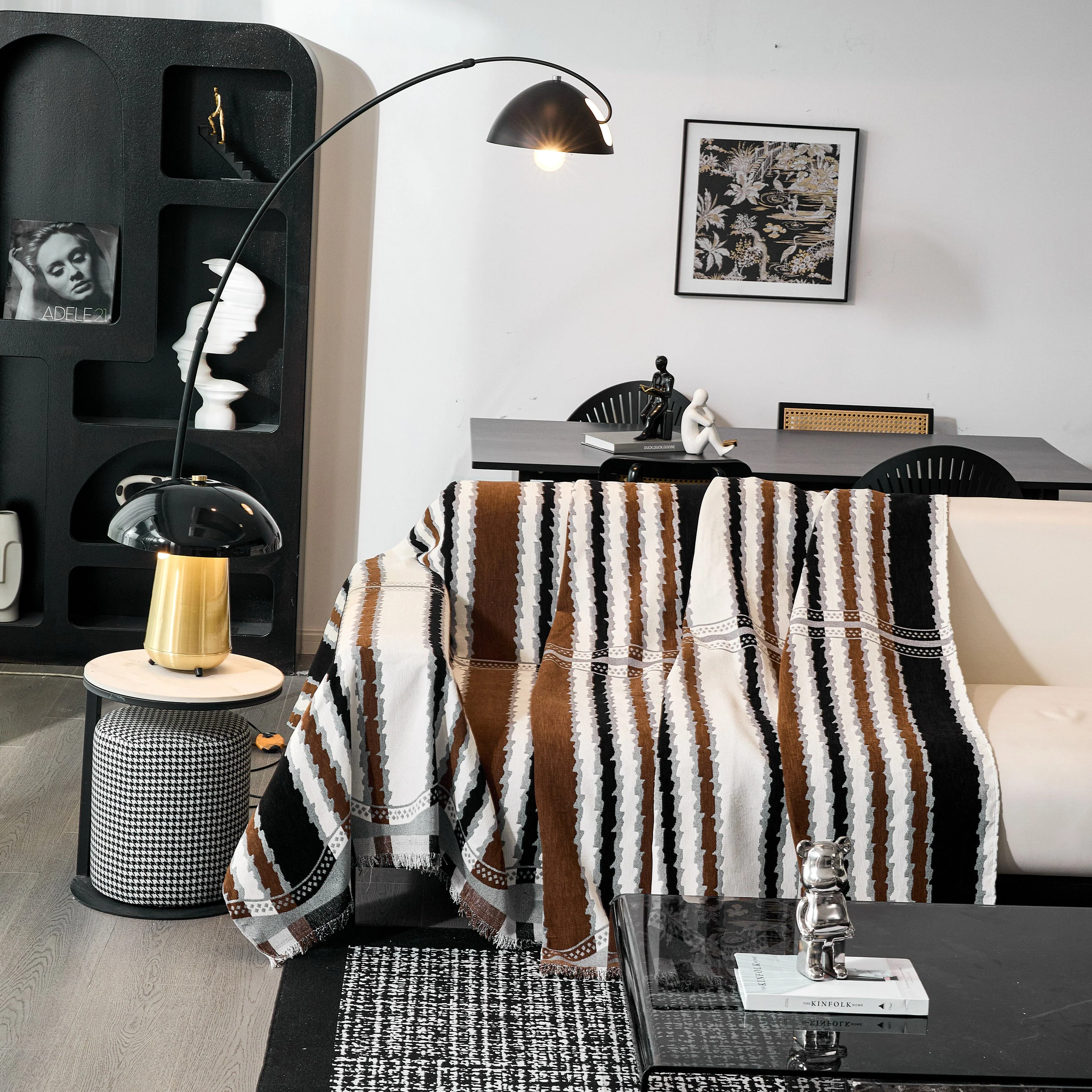 Striped Chenille Sofa Throw Covers, Boho Style Cozy Couch Protector Blanket - Image 36