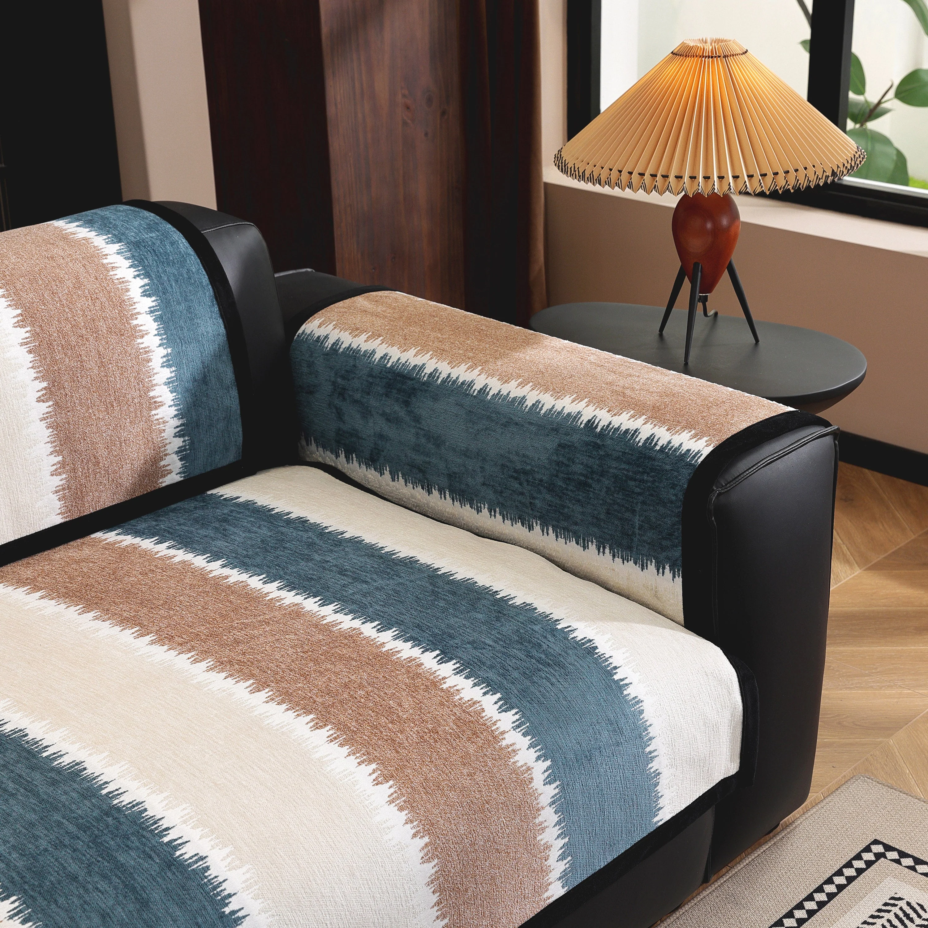 Striped Colorblock Non-Slip Sectional Couch Covers, Chenille Sofa Protector Cover - Image 11