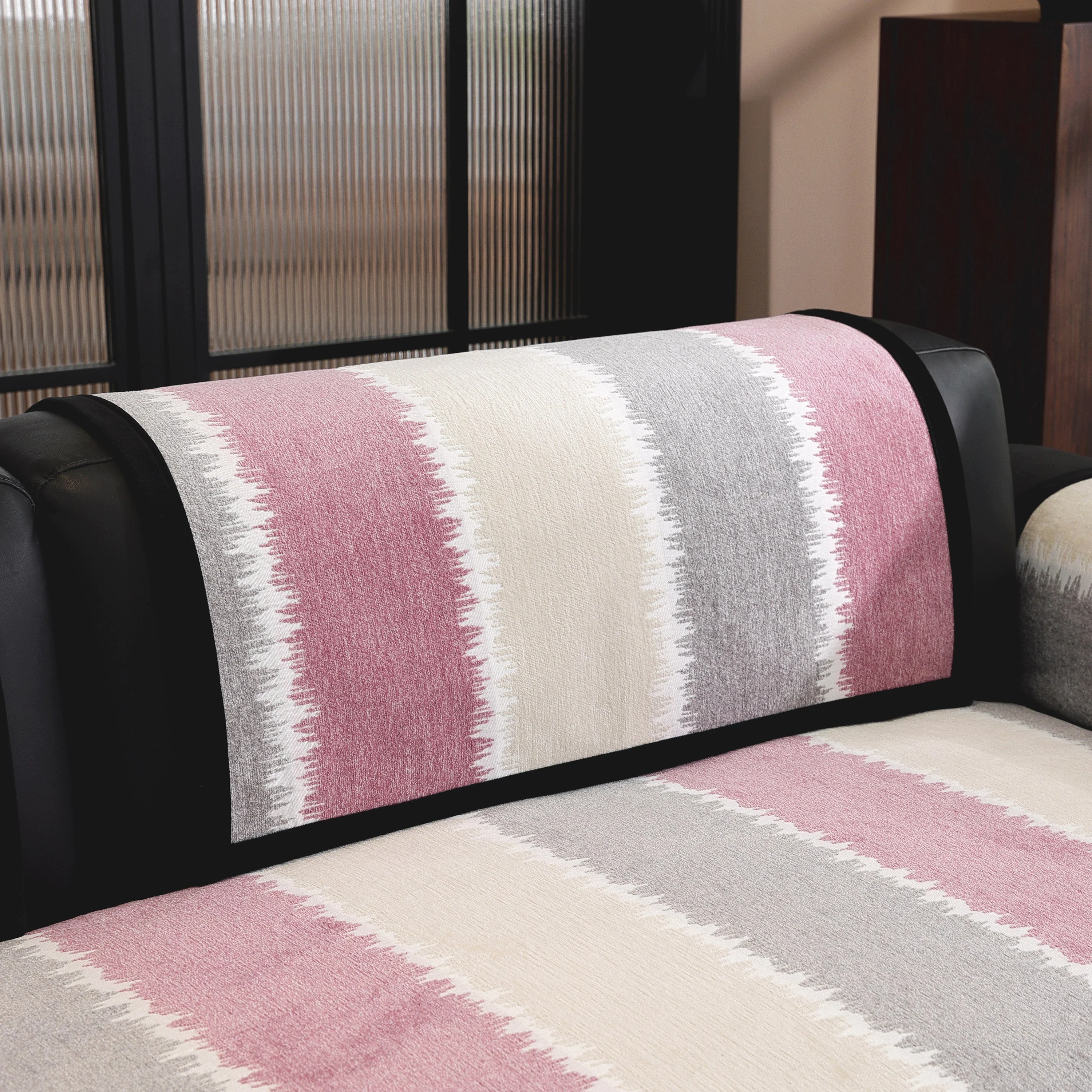 Striped Colorblock Non-Slip Sectional Couch Covers, Chenille Sofa Protector Cover - Image 23