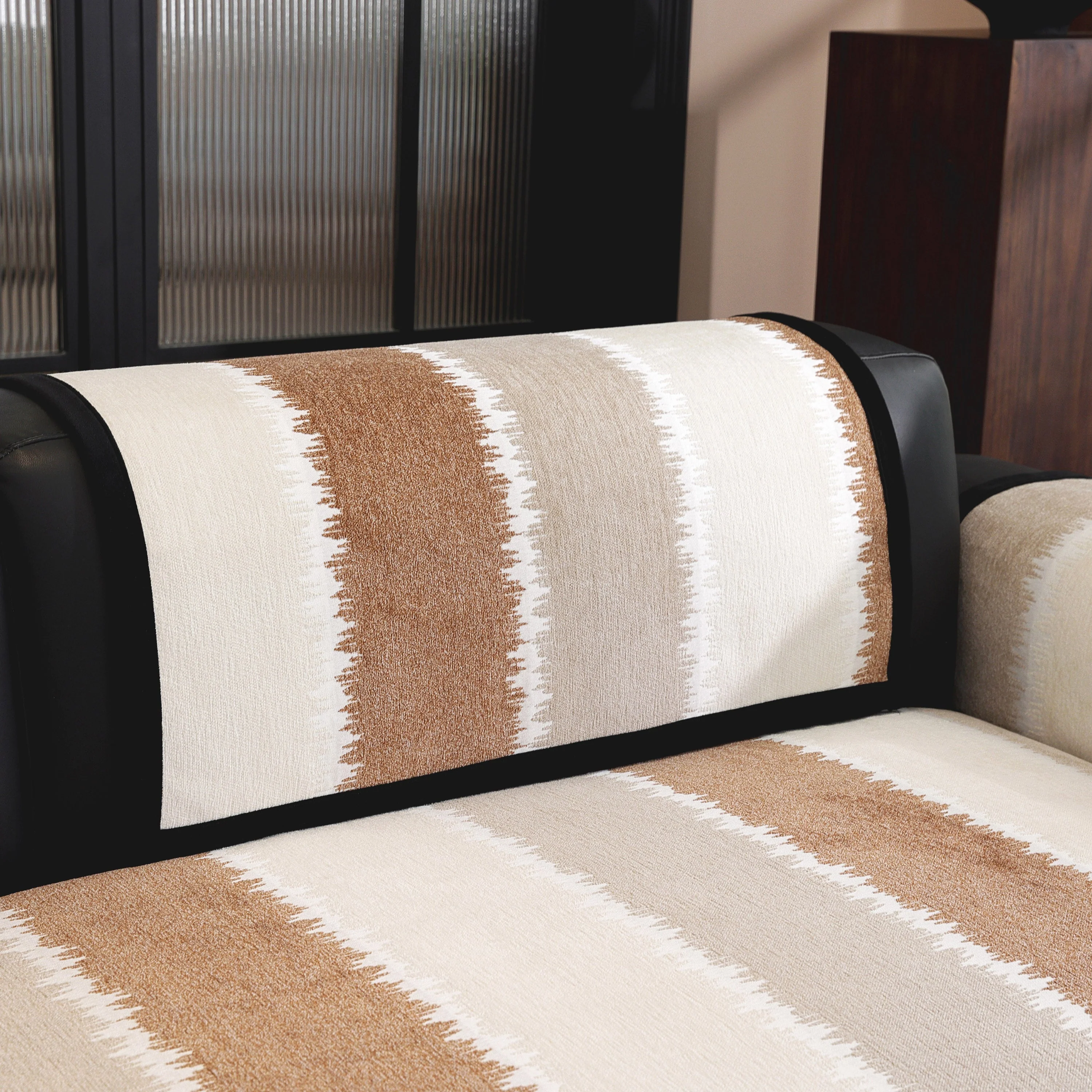 Striped Colorblock Non-Slip Sectional Couch Covers, Chenille Sofa Protector Cover - Image 40