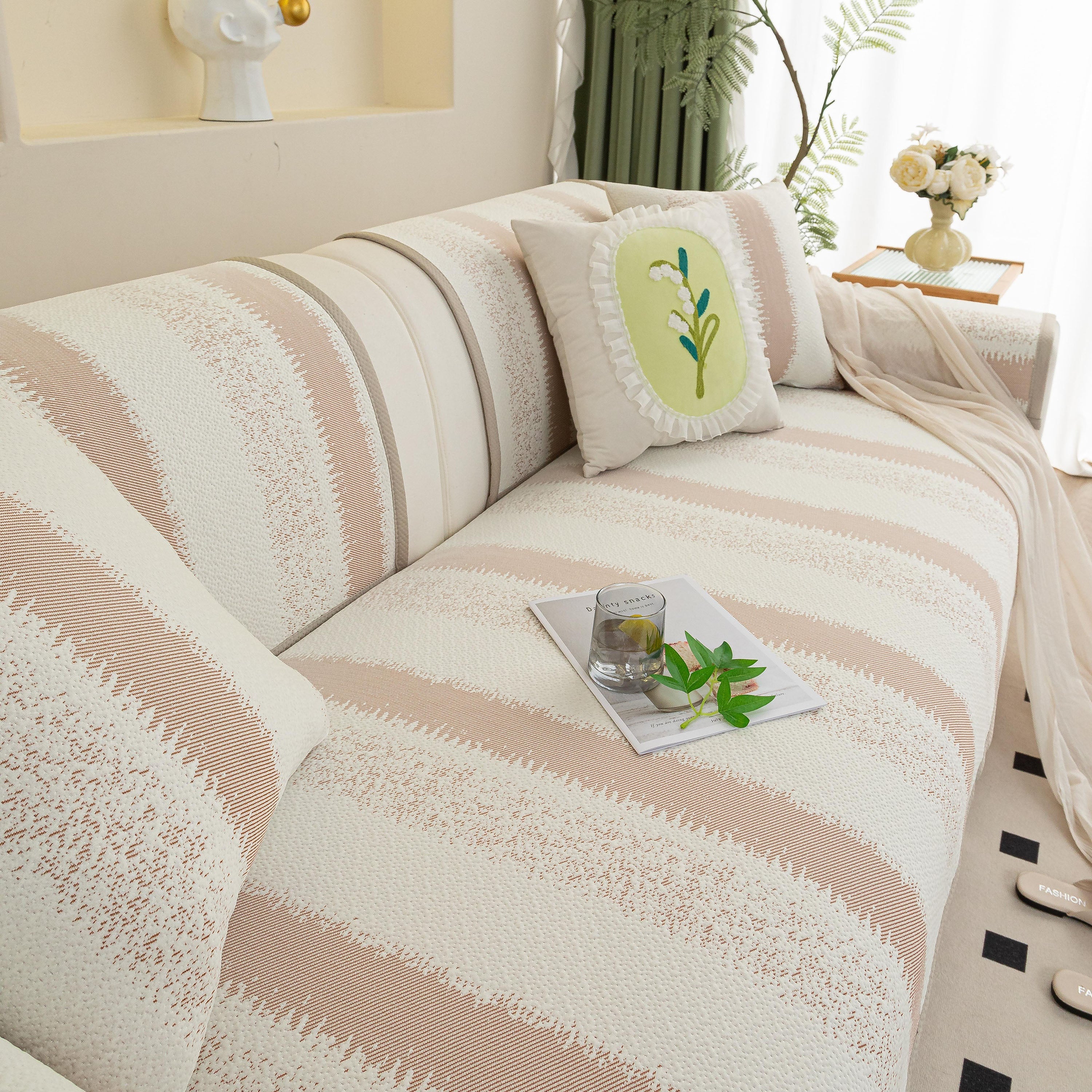 Striped Non-Slip Cooling Couch Cover, Summer Couch Pads for Seat Back Armrest - Image 14