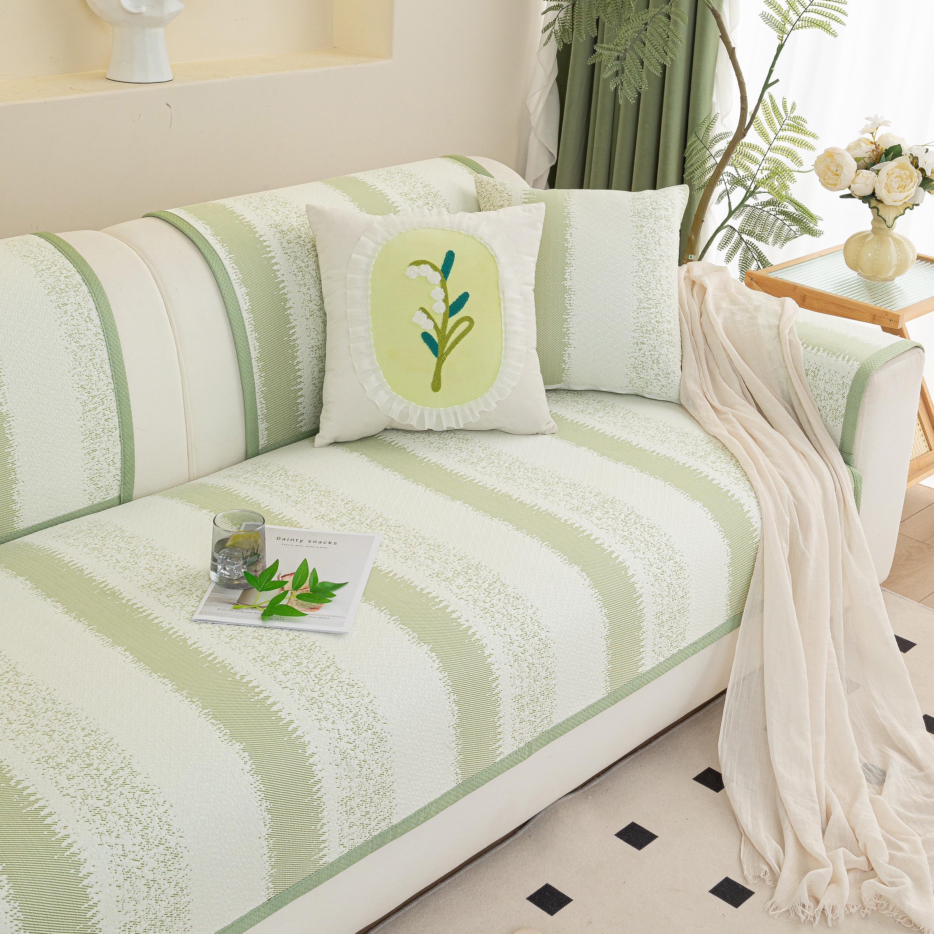 Striped Non-Slip Cooling Couch Cover, Summer Couch Pads for Seat Back Armrest - Image 58