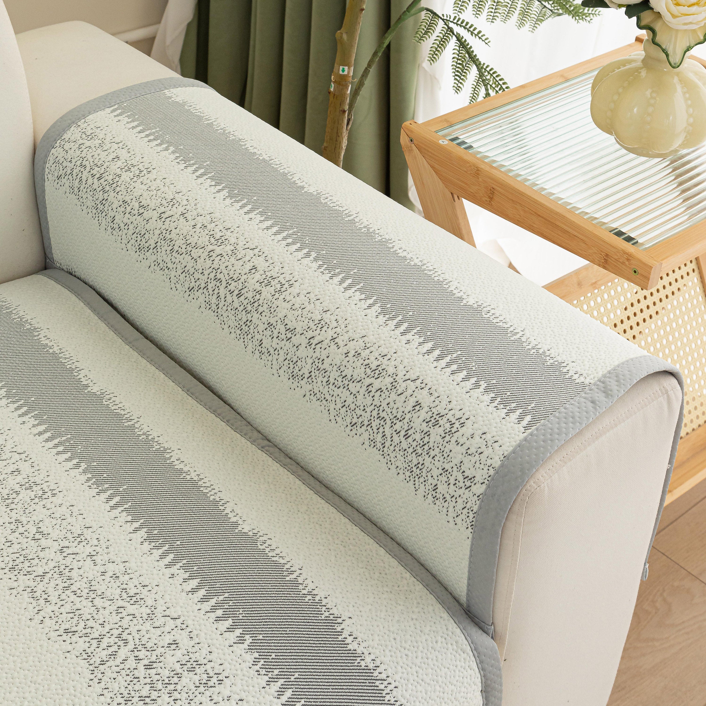 Striped Non-Slip Cooling Couch Cover, Summer Couch Pads for Seat Back Armrest - Image 68