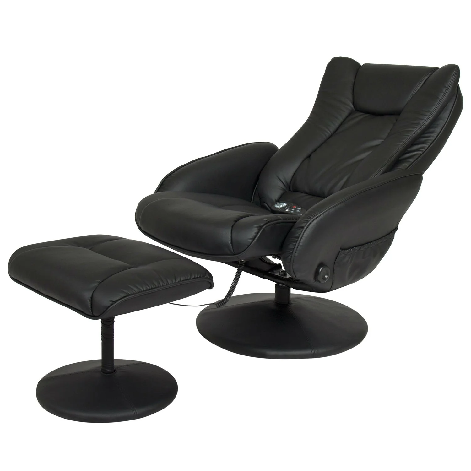 Sturdy Black Faux Leather Electric Massage Recliner Chair w/ Ottoman - Image 3