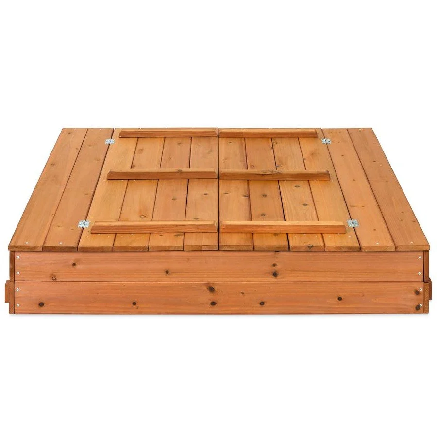 Sturdy Brown Cedar Kids Complete Seated Bench Sandbox - Image 4
