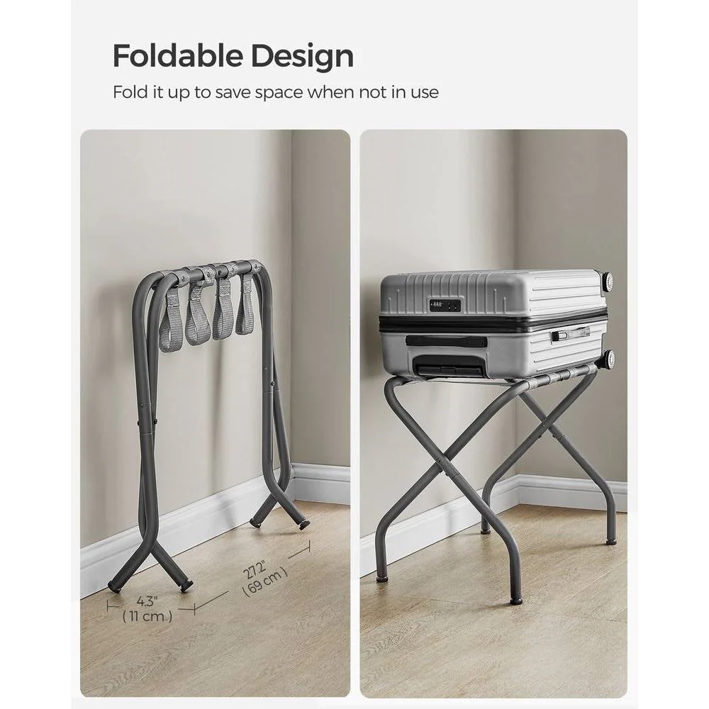 Sturdy Grey Metal Folding Luggage Rack - Image 4