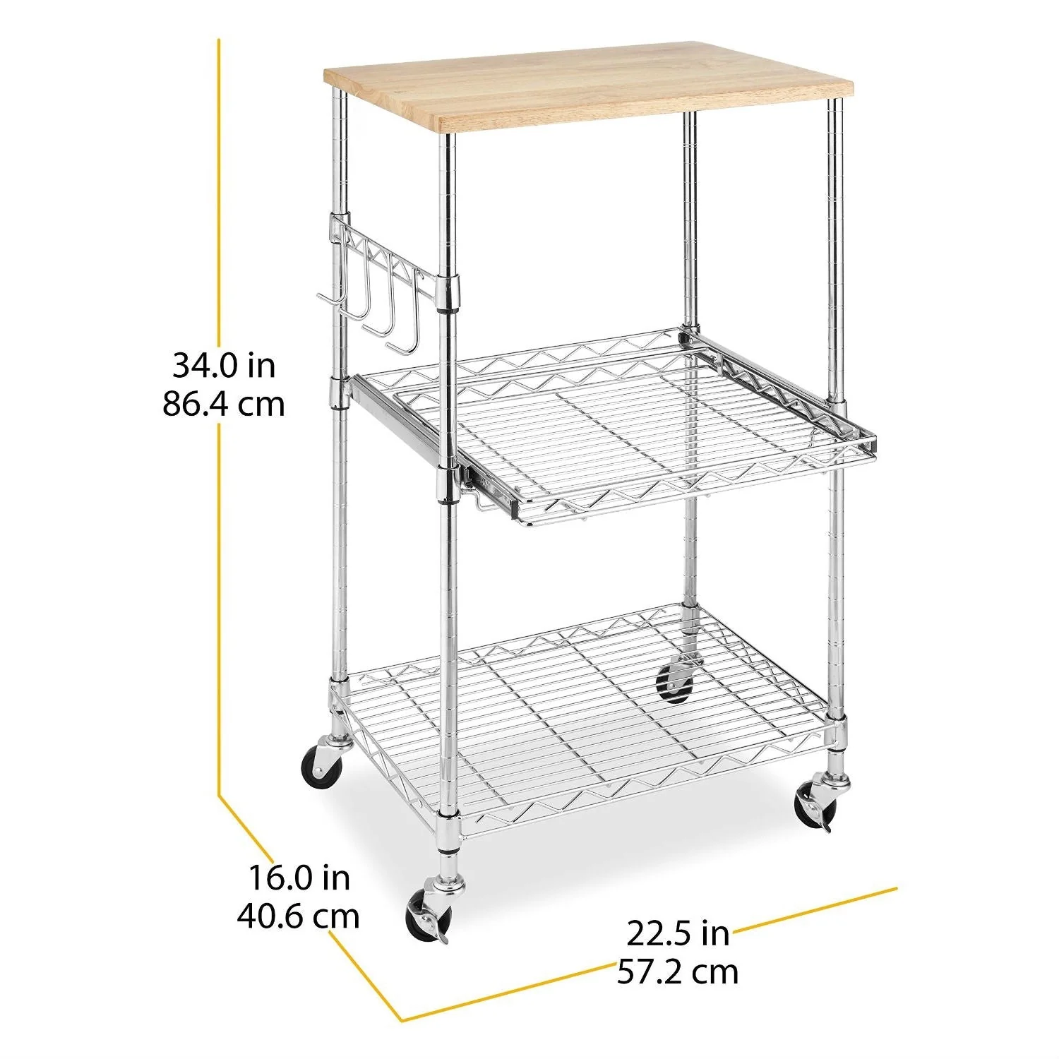 Sturdy Metal Kitchen Microwave Cart with Adjustable Shelves and Locking Wheels - Image 4
