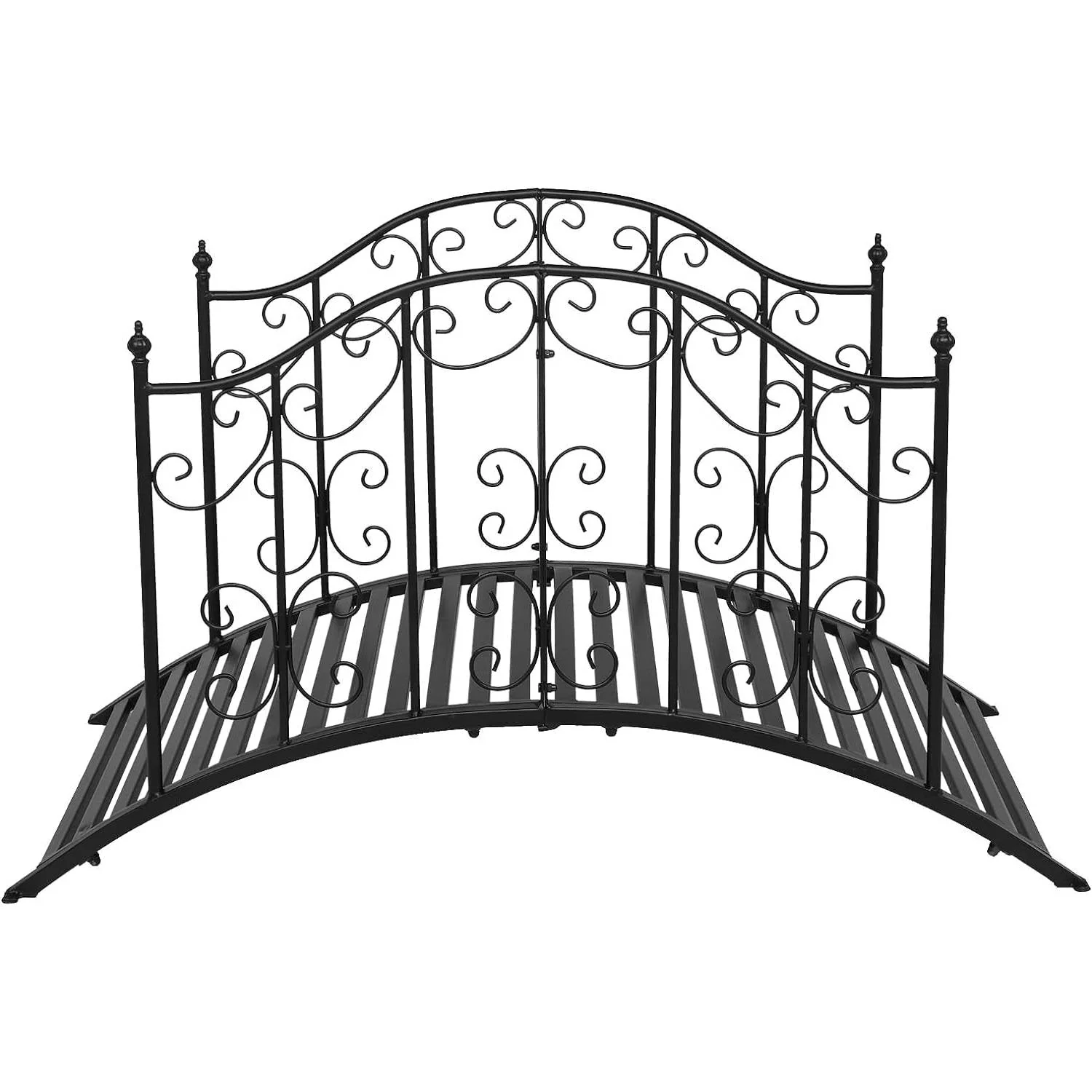 Sturdy Outdoor Rust-Proof 4-Foot Black Metal Arch Garden Bridge - Image 2