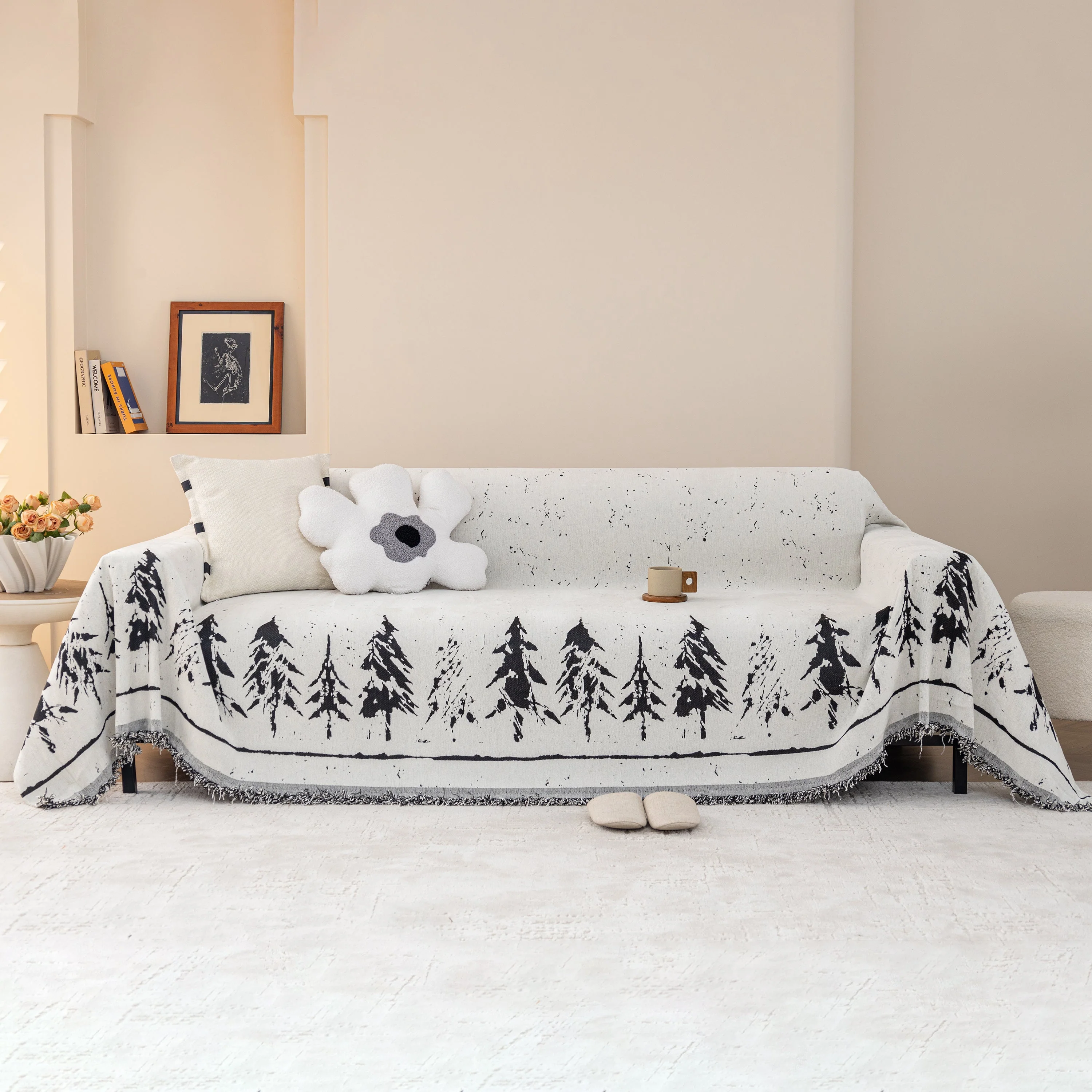 Stylish Chenille Pine Tree Couch Cover Blanket on Sectional Sofa, Universal Cat Proof Furniture Covers - Image 10