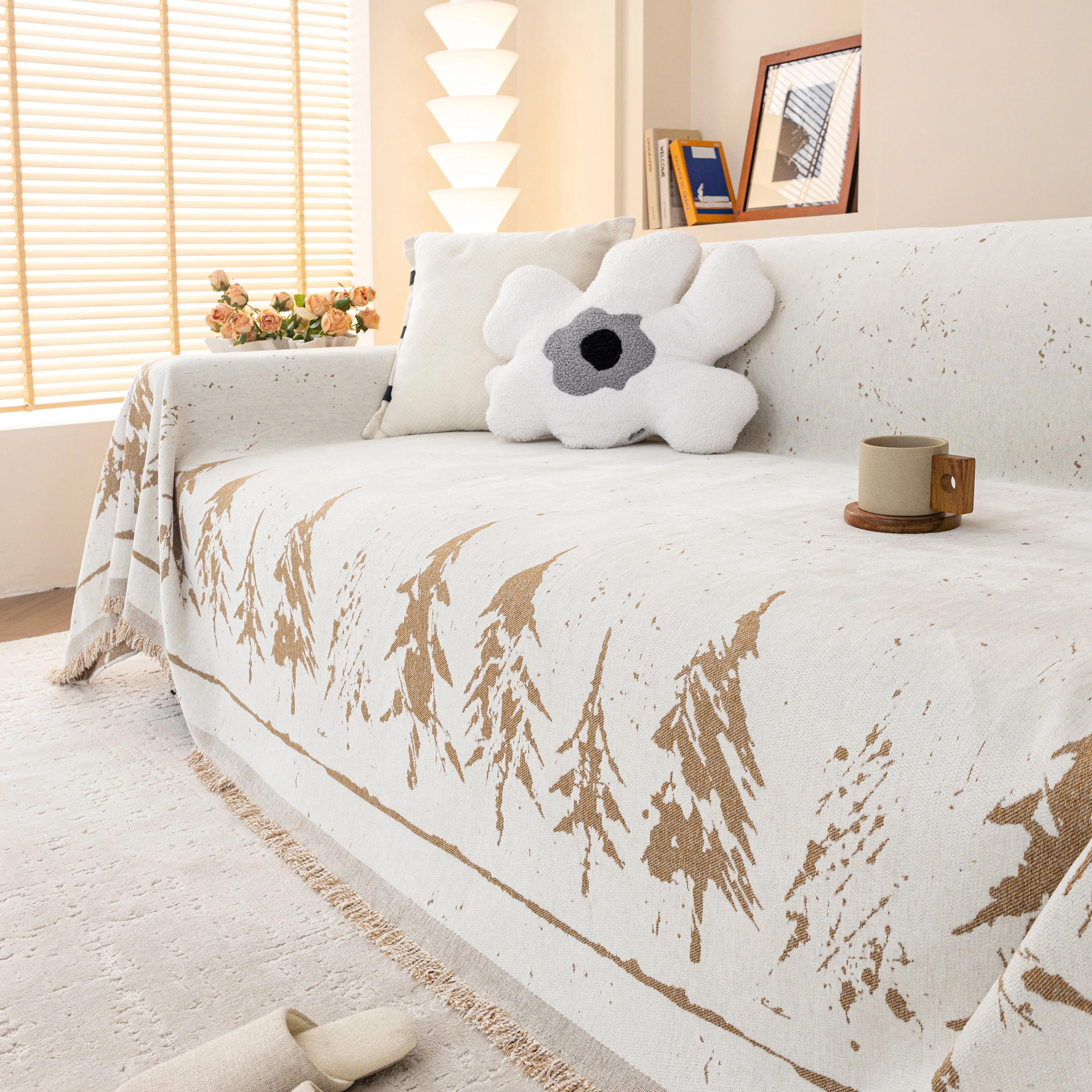 Stylish Chenille Pine Tree Couch Cover Blanket on Sectional Sofa, Universal Cat Proof Furniture Covers - Image 20