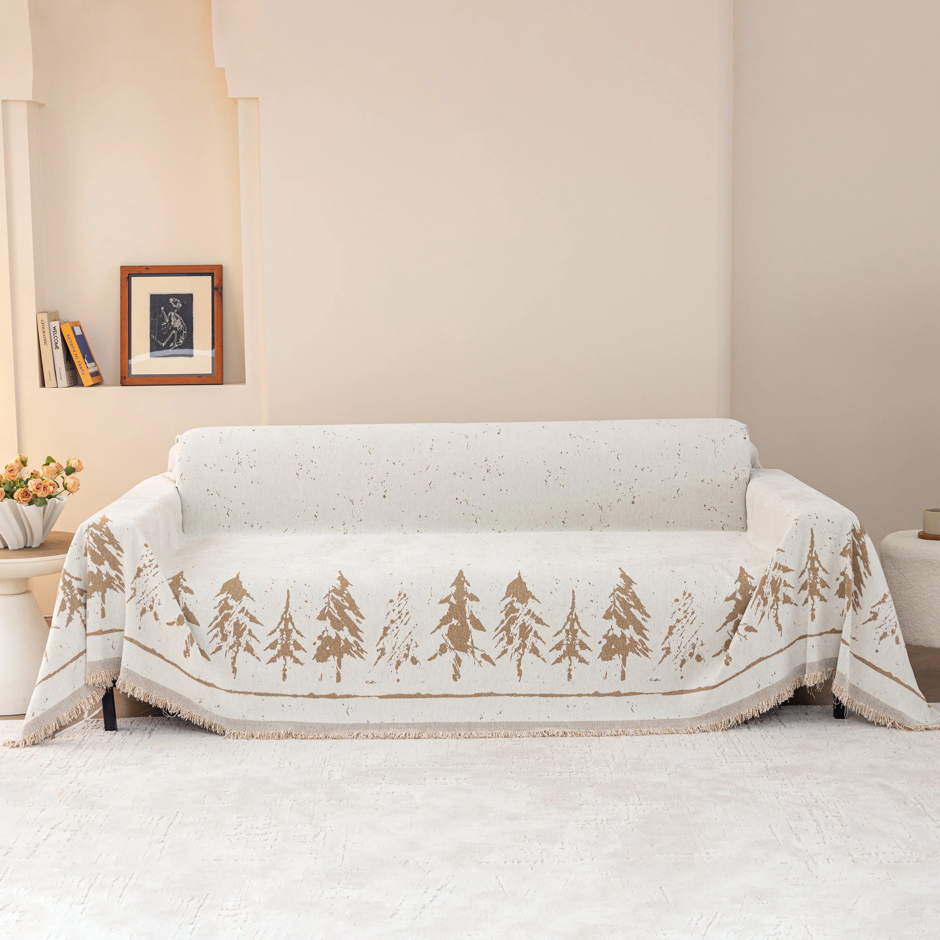 Stylish Chenille Pine Tree Couch Cover Blanket on Sectional Sofa, Universal Cat Proof Furniture Covers - Image 22