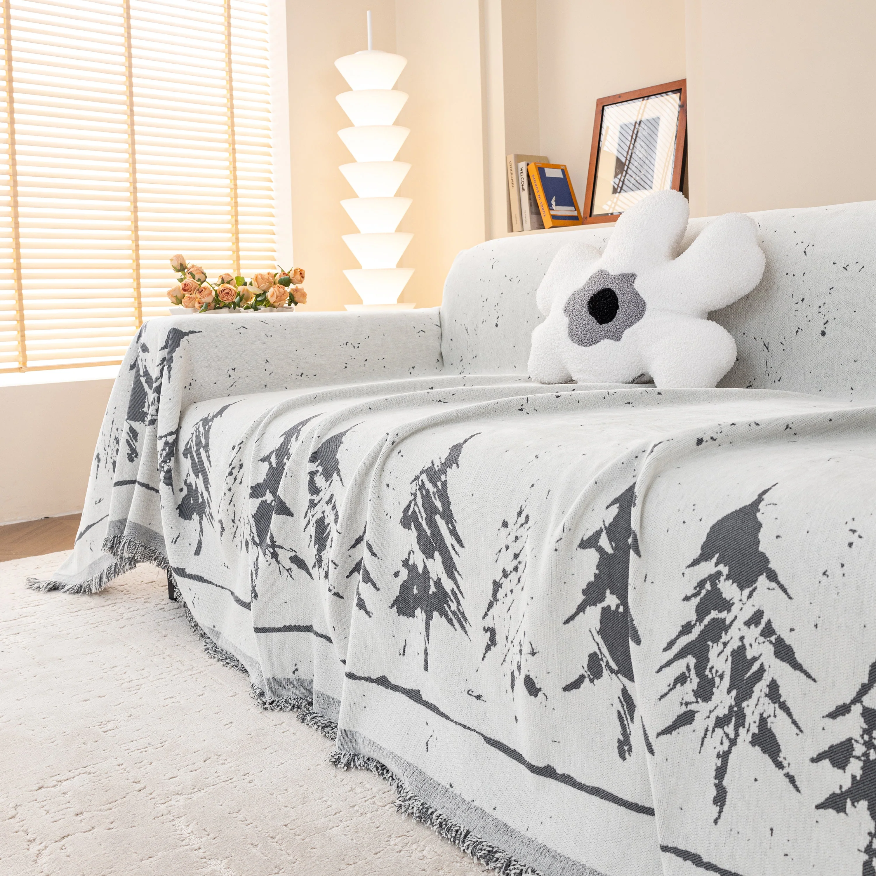Stylish Chenille Pine Tree Couch Cover Blanket on Sectional Sofa, Universal Cat Proof Furniture Covers - Image 30