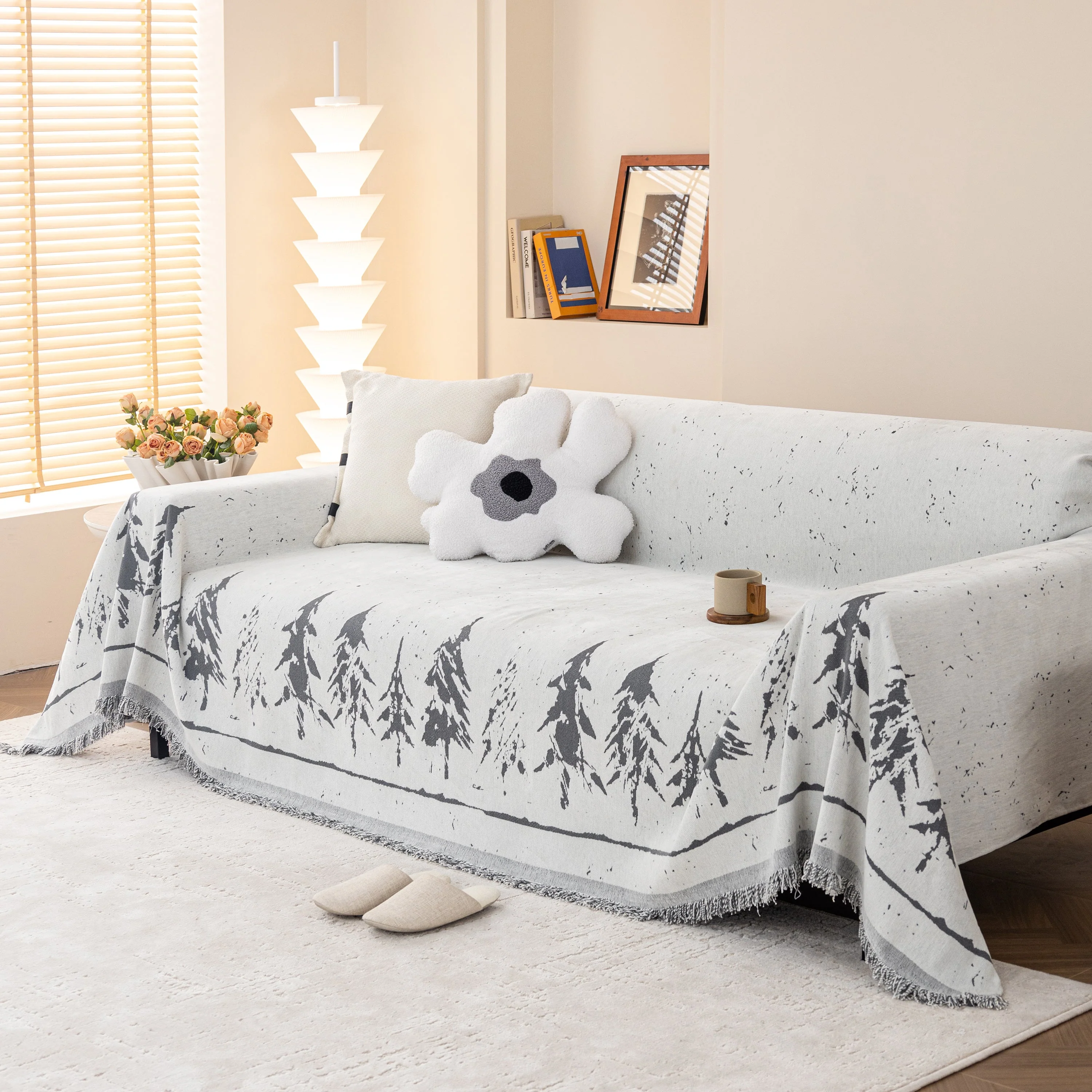 Stylish Chenille Pine Tree Couch Cover Blanket on Sectional Sofa, Universal Cat Proof Furniture Covers - Image 33