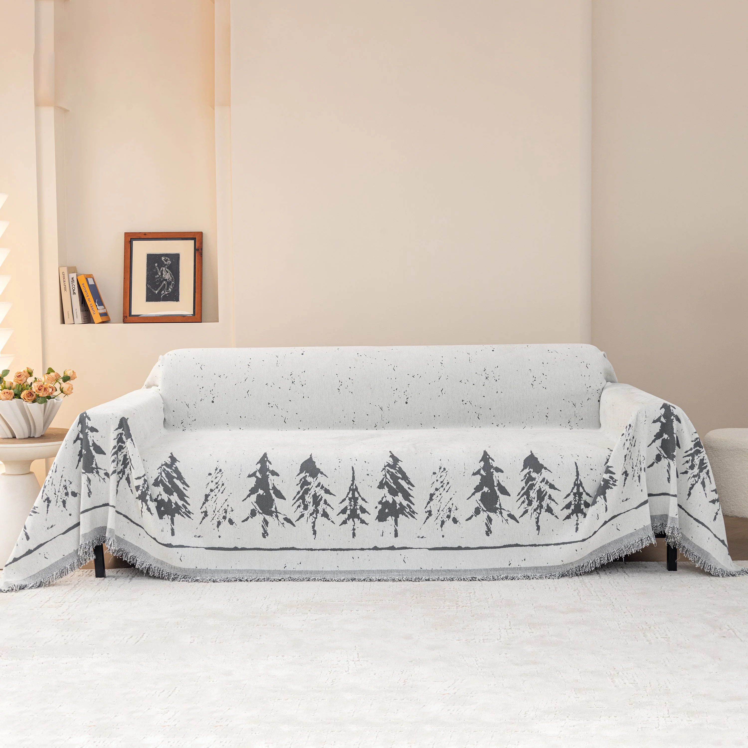 Stylish Chenille Pine Tree Couch Cover Blanket on Sectional Sofa, Universal Cat Proof Furniture Covers - Image 34