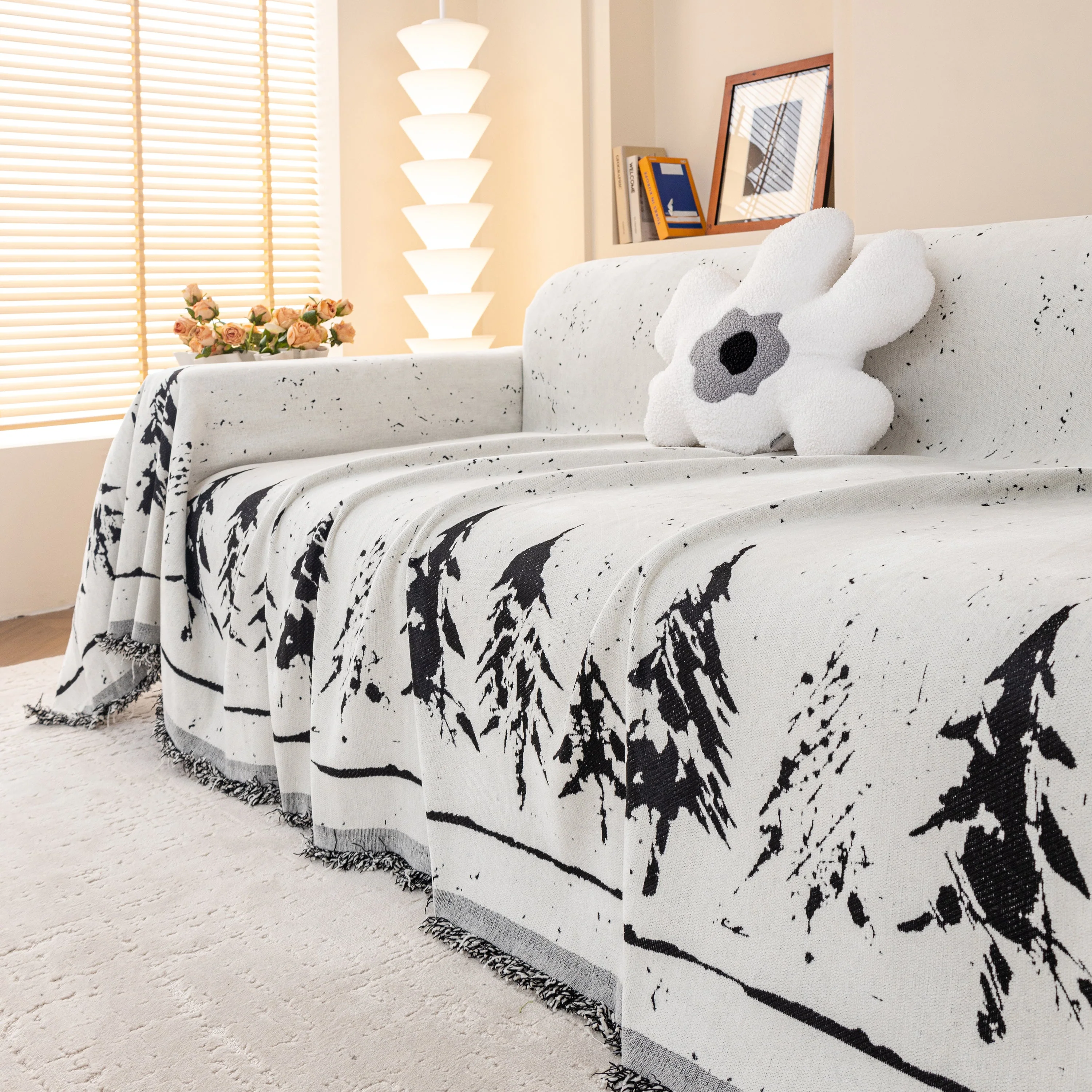 Stylish Chenille Pine Tree Couch Cover Blanket on Sectional Sofa, Universal Cat Proof Furniture Covers - Image 7