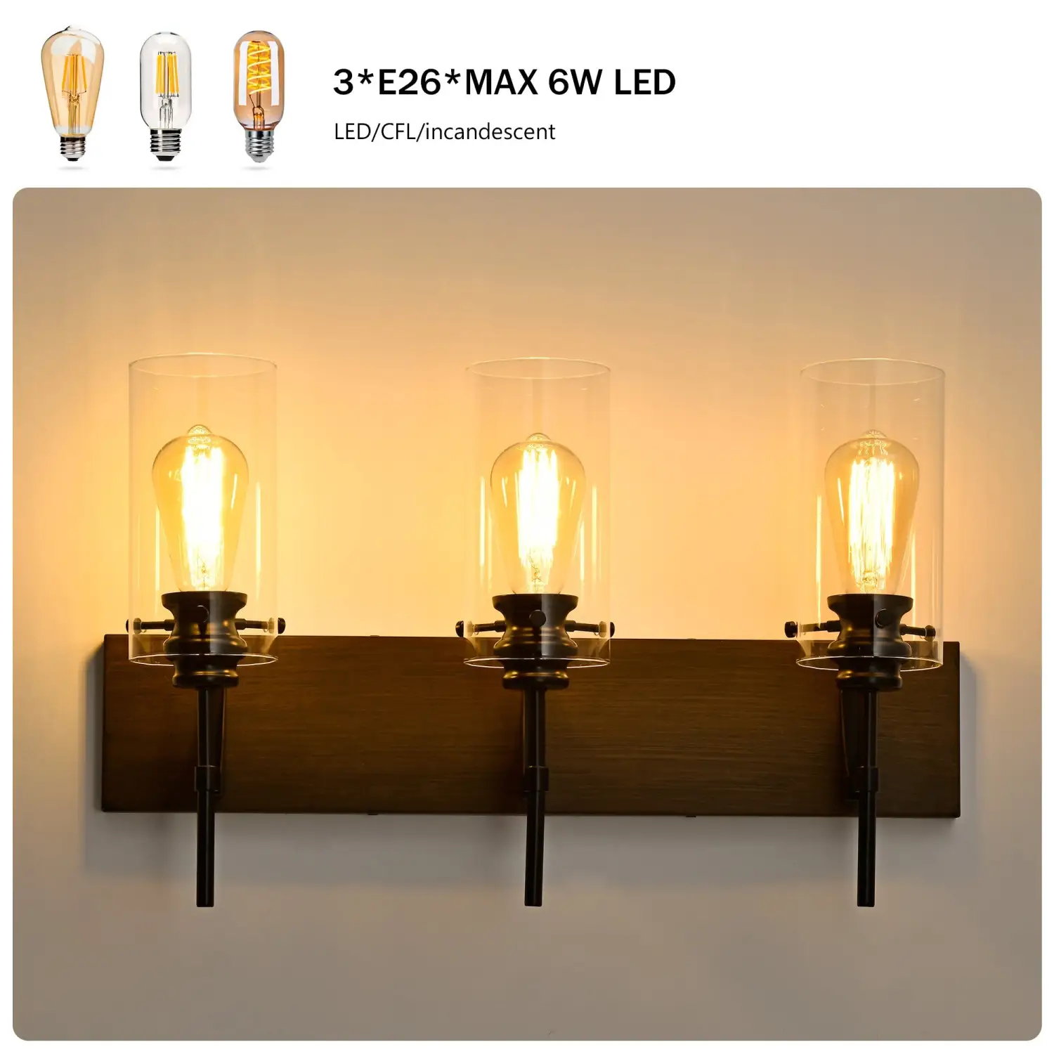 Stylish Wall Light Living Room with Elegant Black and Wood Finish - Image 3